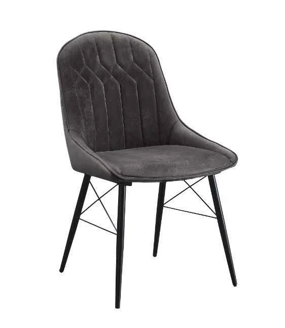 Expertly Made Abraham - Side Chair Set of 2 - Dark Gray Fabric Black Exceptional
