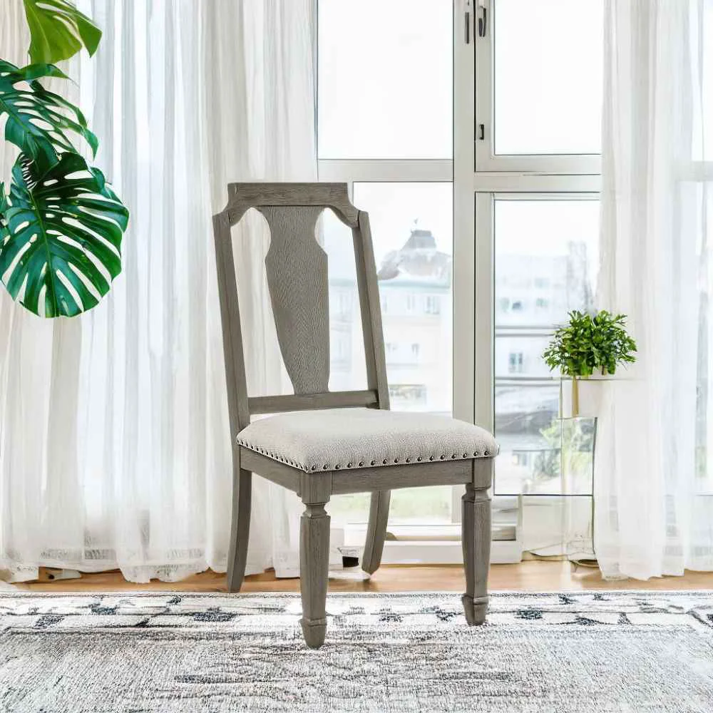 Top-Quality Zumala - Side Chair Set of 2 - Beige Linen Weathered Oak Innovative