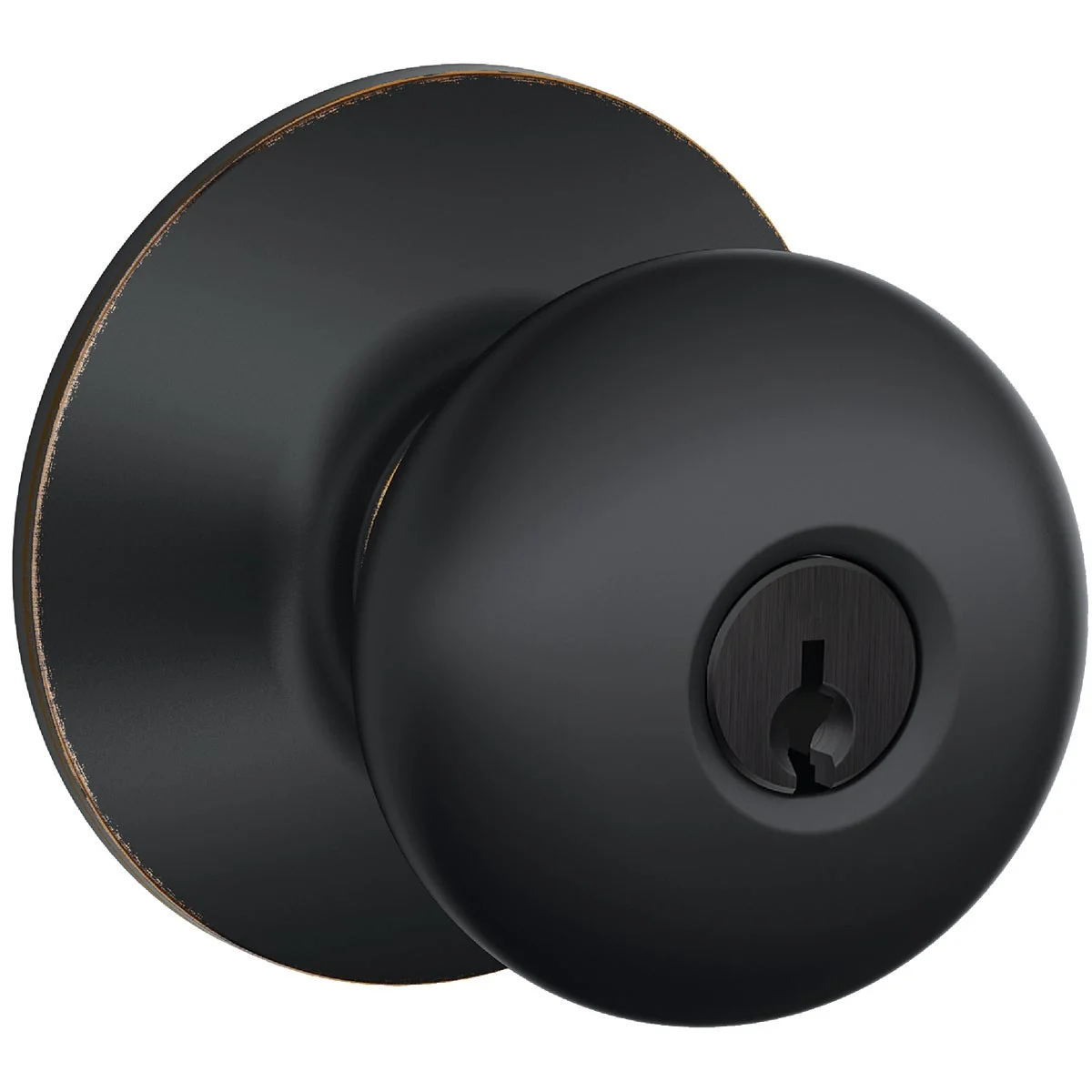 Detailed Schlage Plymouth Aged Bronze Entry Door Knob World-Class