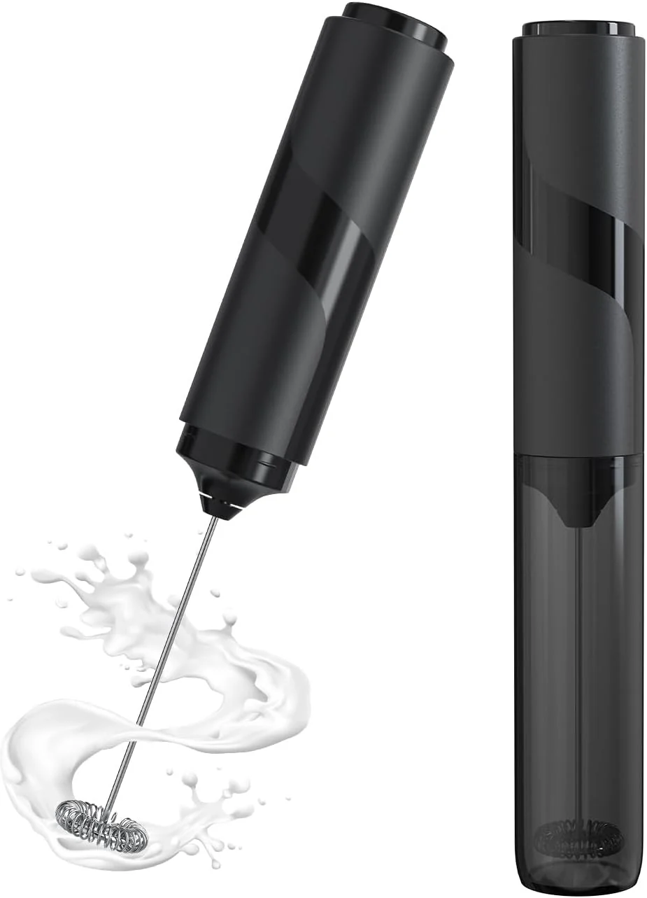 Pure Milk Frother Handheld with Cover Battery-Operated Electric Foam Maker Frother Wand Whisk Drink Mixer Foamer for Coffee Latte Matcha Elite