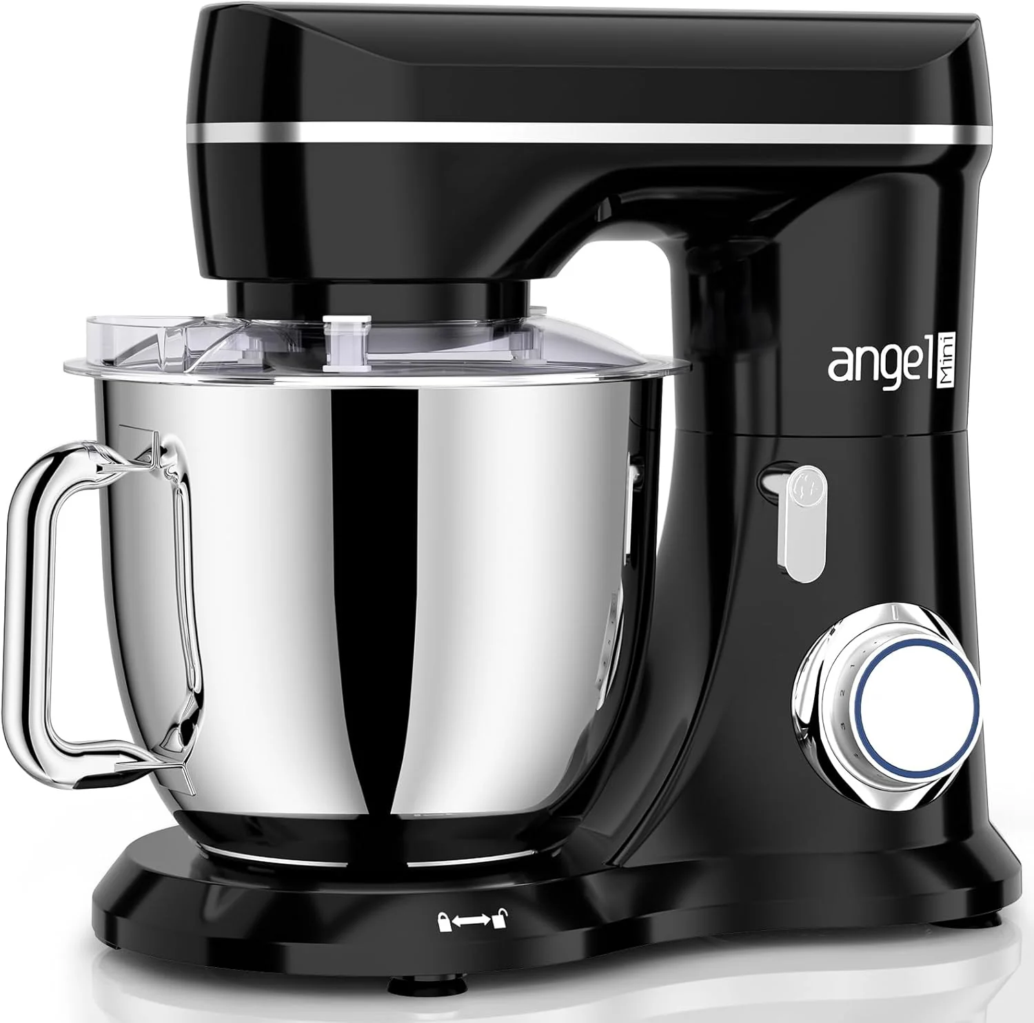 Solid Mini Angel Electric Stand Mixer 5Quarts Dough Hook Flat Beater Wire Whisk Attachments 10 P Speeds with Splash Guard Black Versatile