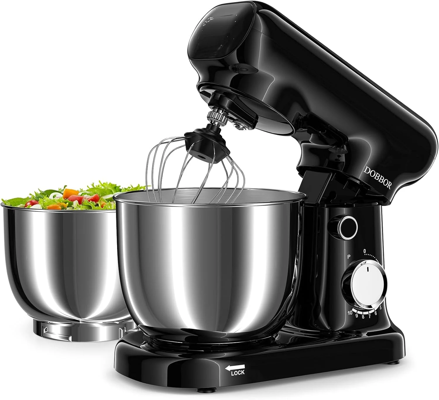 Safe Stand Mixer with 3QT 3.5QT Dual Bowls 10-Speed Electric 300W Food Mixer - Includes Egg Whisk Premium