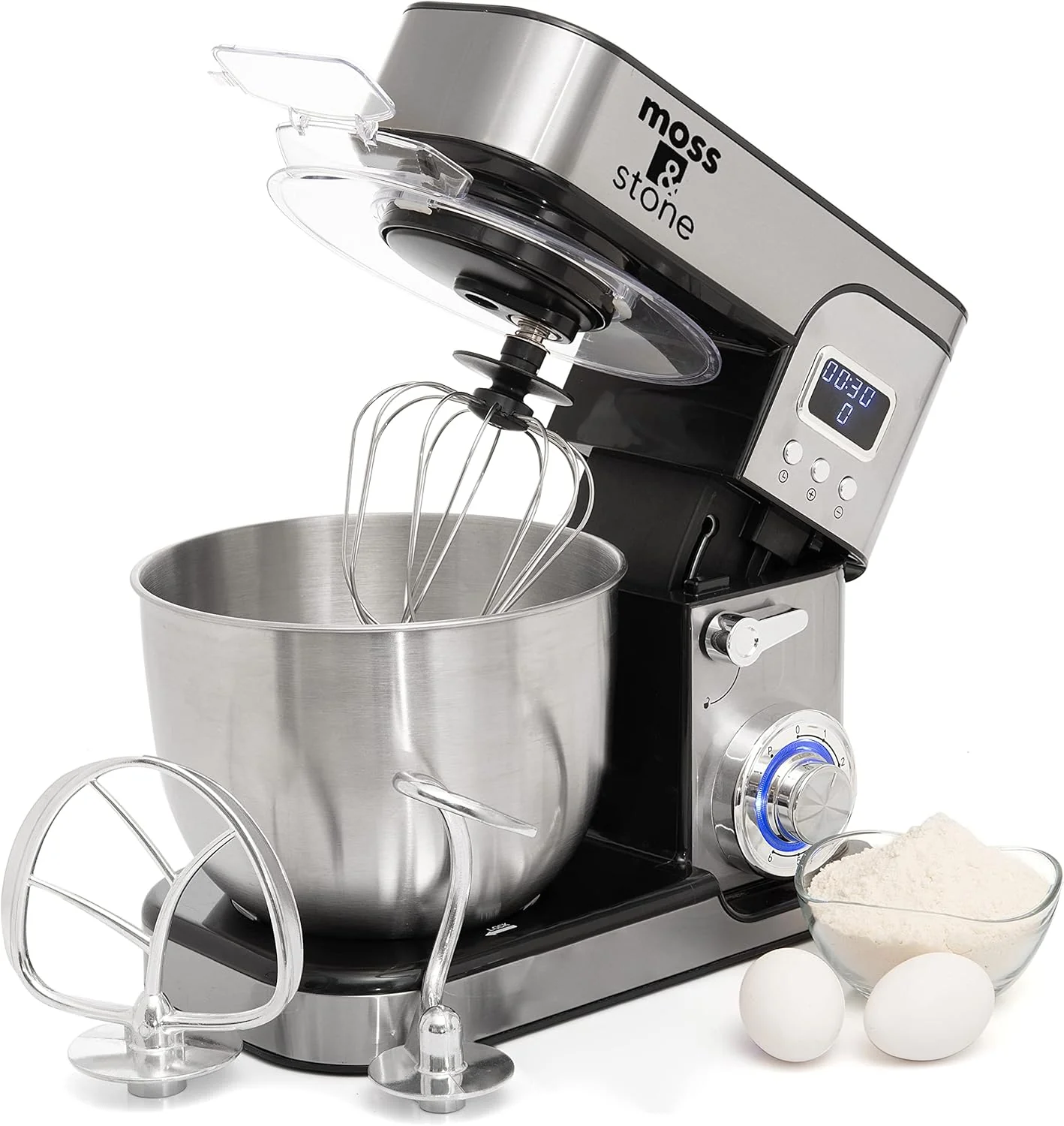Enhanced Moss amp Stone Stand Mixer With Lcd Display 6 Speed Electric Mixer With 5.5 Quart Stainless Steel Mixing Bowl Kitchen Mixer With Dough Hook Egg Whisk Beater amp Baking Spatula Food Mixer With Timer Environmentally Friendly