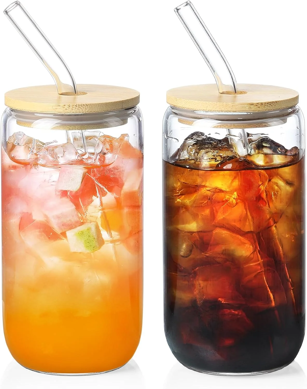 Elegant Netany 2 Pack Glass Cups with Bamboo Lids and Straws 16 oz Gifts for Women Drinking glasses set Iced Coffee Tea Cup Cute Aesthetics Tumbler Cup Carefully Designed