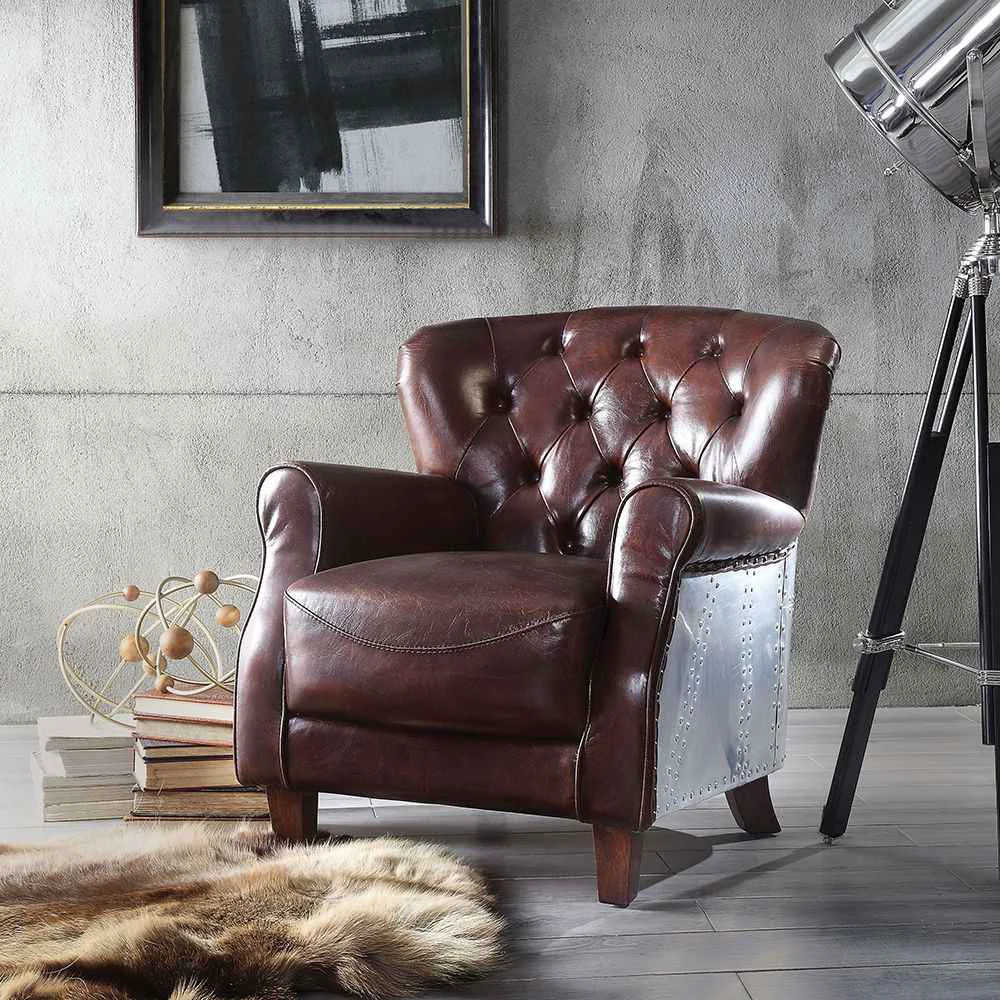 Practical Brancaster - Accent Chair - Vintage Brown Aluminum Premium