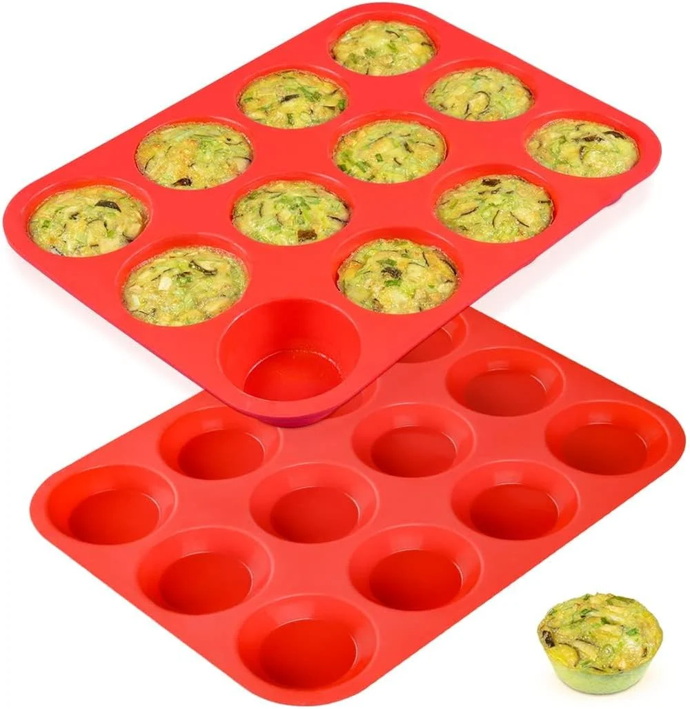 Reliable 12 Cups Silicone Muffin Pan - Regular Size Cupcake Pan Muffin Tin for Baking Nonstick Food Grade Prestigious