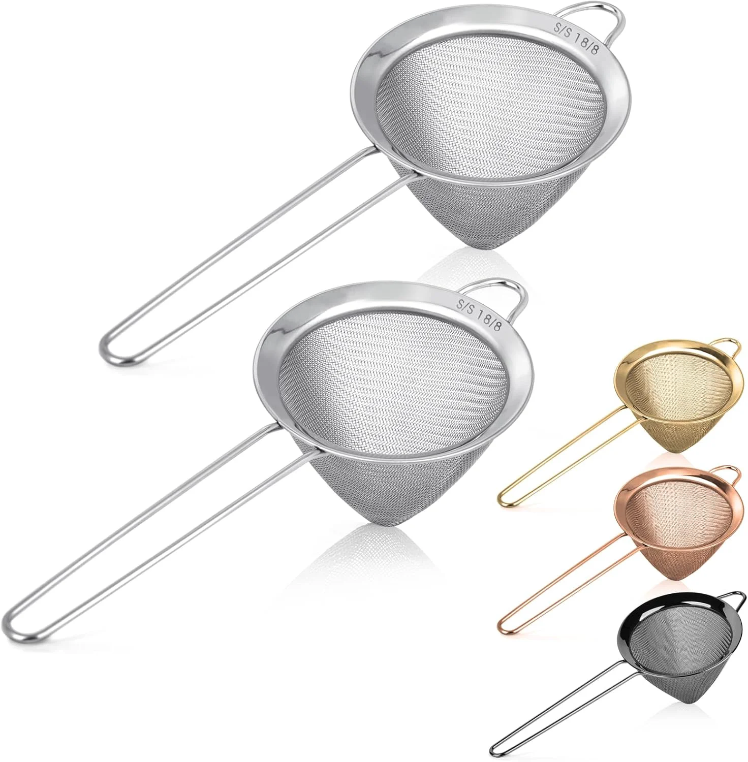 Detailed 2 Pack Stainless Steel 18 8 Small Food Strainer Fine Mesh Sieve with Long Handle Cocktail Strainer For Cocktails Tea Herbs Coffee amp Drinks Rust Proof amp Great as Tea Strainer 3.5inch Crafted