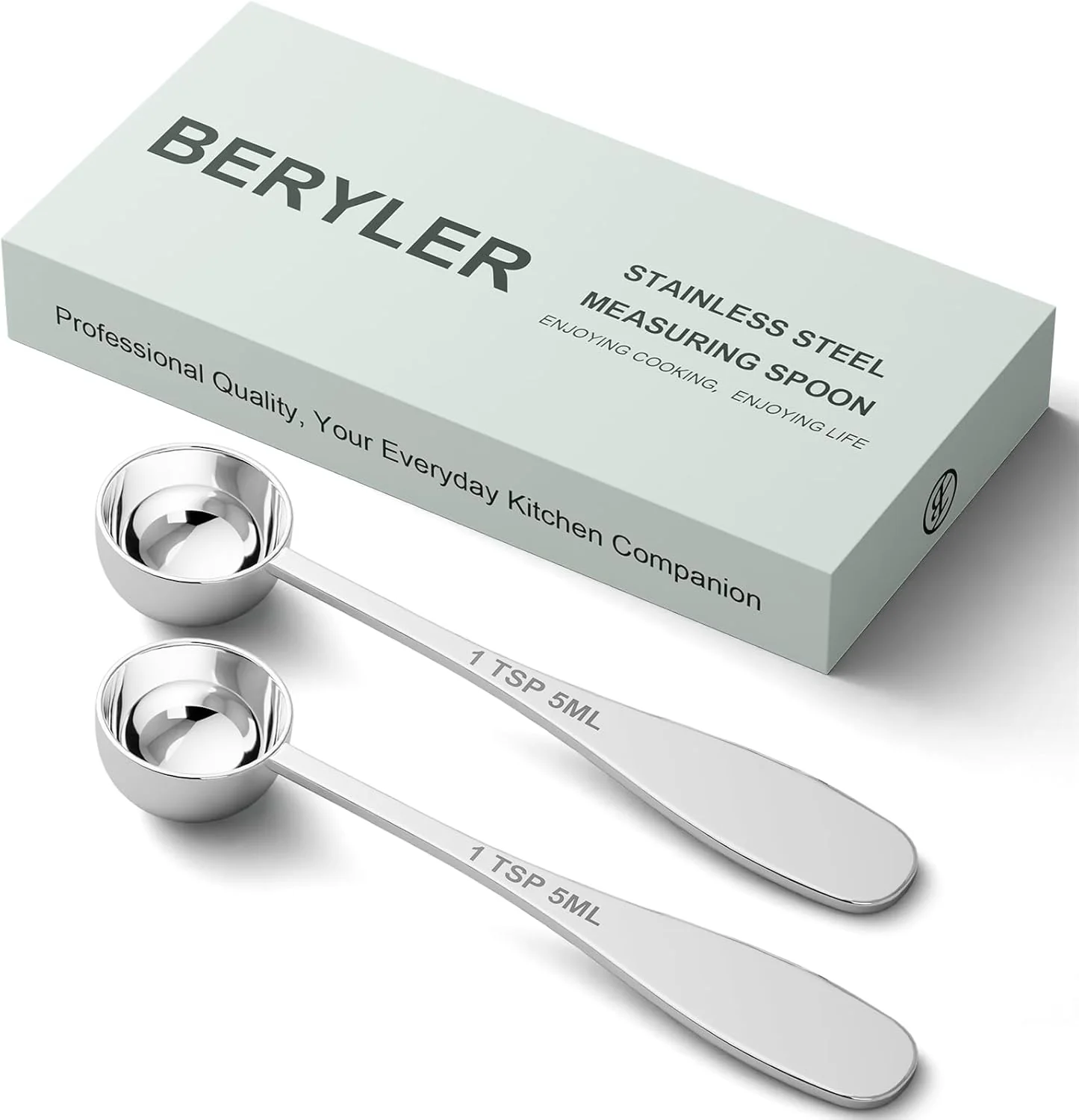 Eco-Friendly 2PCS 1tsp 1 3tbsp 5 ml Single Measuring Spoon Stainless Steel Individual Teaspoon Metal Measure Scoop with Gift Box Authentic