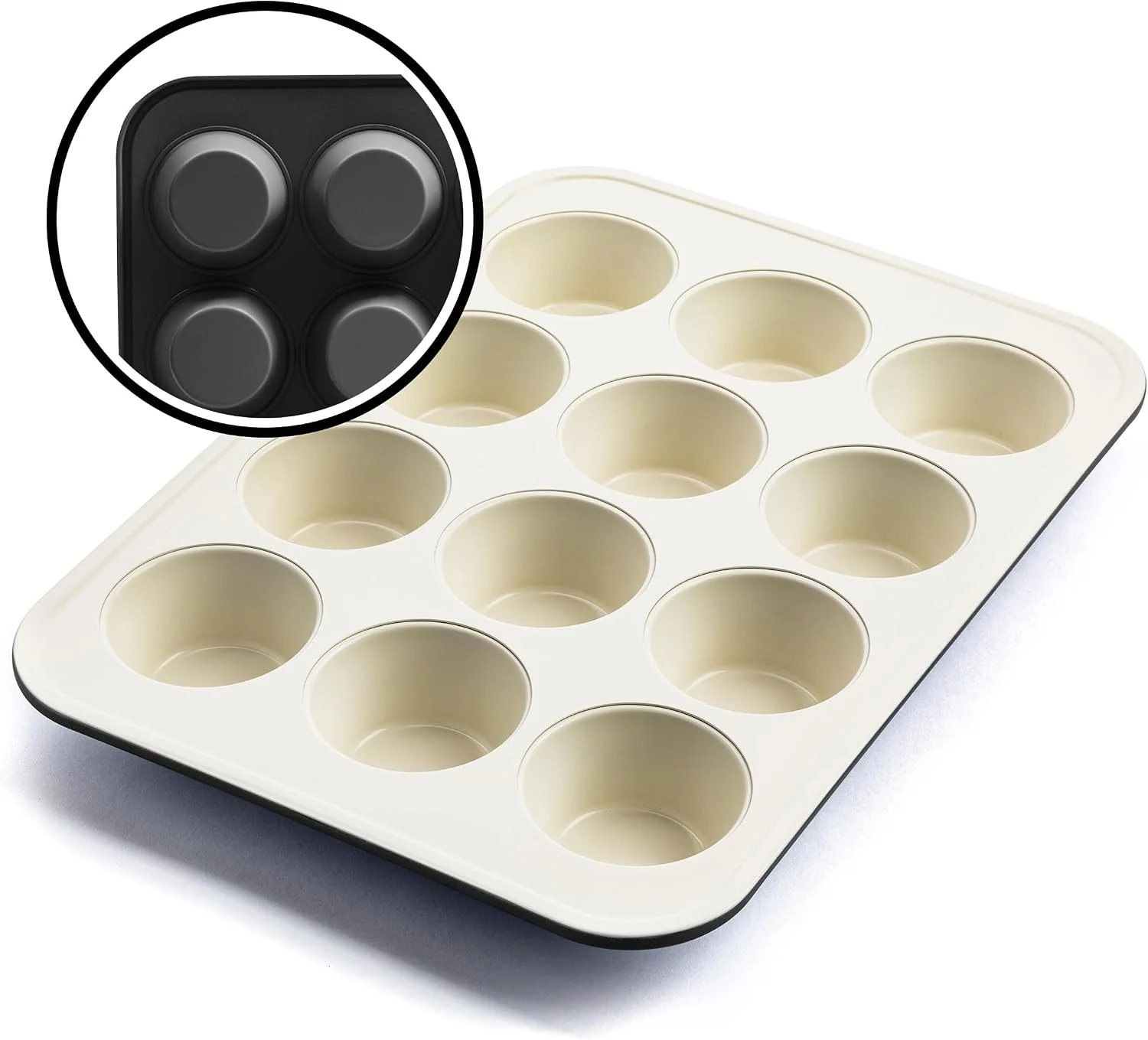 First-Class GreenLife 12 Cup Ceramic Nonstick Muffin Pan Black 11.4 x 1.9 x 15.9 PFAS- Nonstick Cupcake Tin Easy Release Even Heating Wipe Clean Heavy Duty Warp Resistant Sophisticated