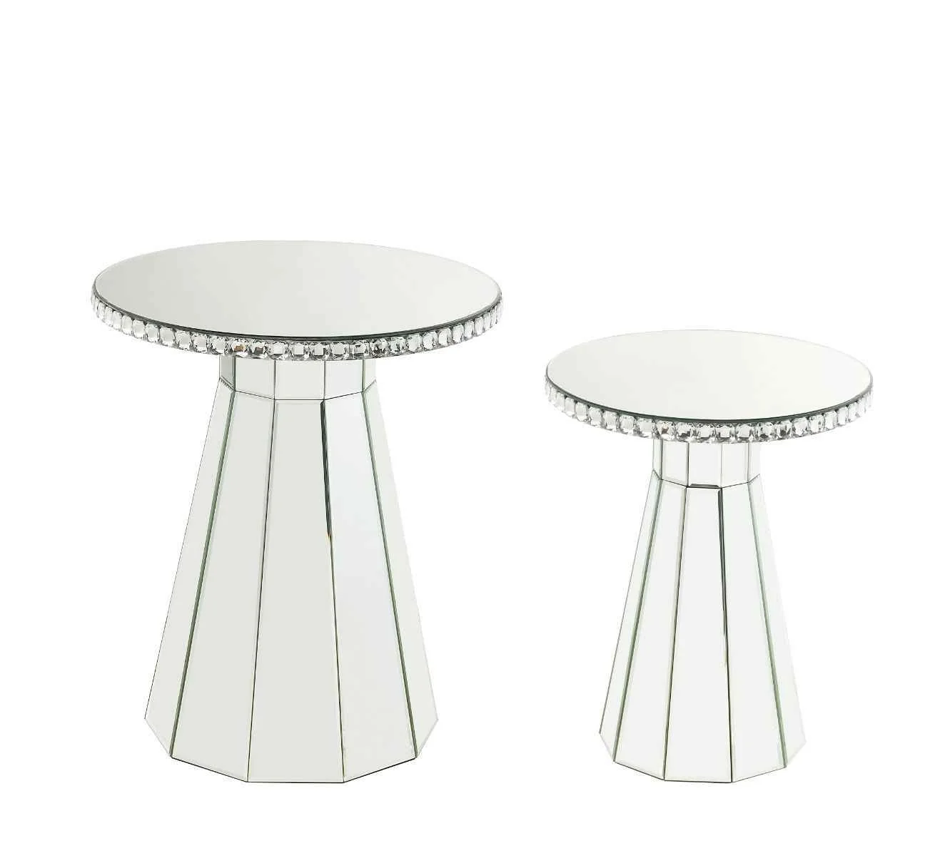 Fine Crafted Lotus - 20 Accent Table - Mirrored Faux Ice Cube Crystals Selected