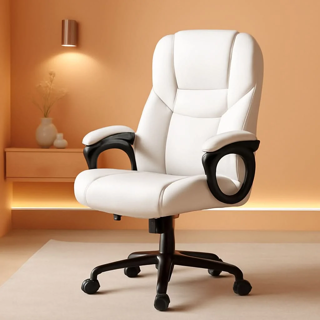 Functional High Back Executive Chair White Ergonomic Office Chair User-Friendly