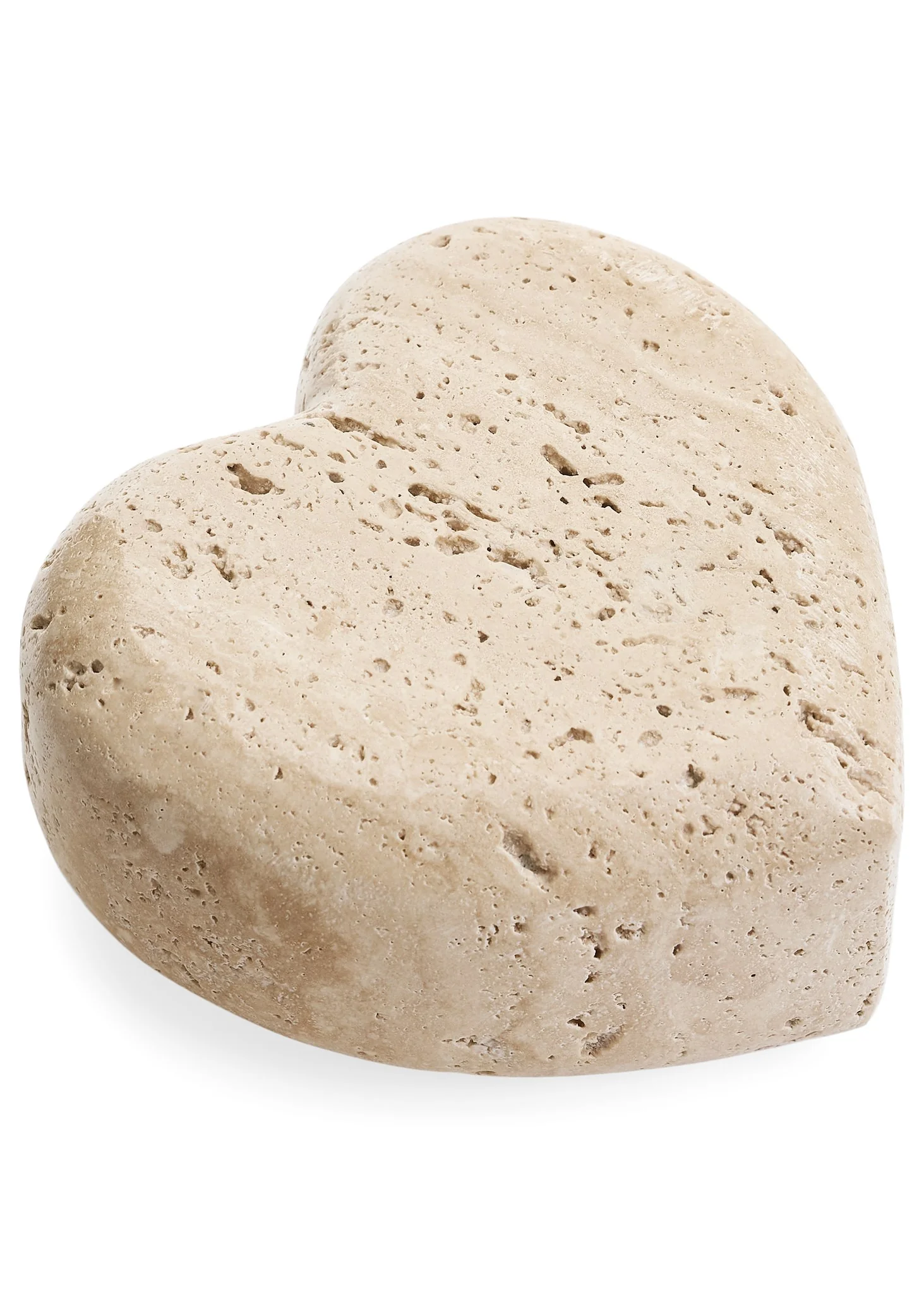 Breathable DECO HEART PAPER WEIGHT TRAVERTINE NATURAL BEIGE Clean