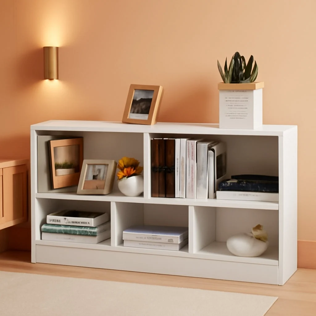 Lightweight White 44 Inches Multifunctional Engineered Cube Bookcase First-Class