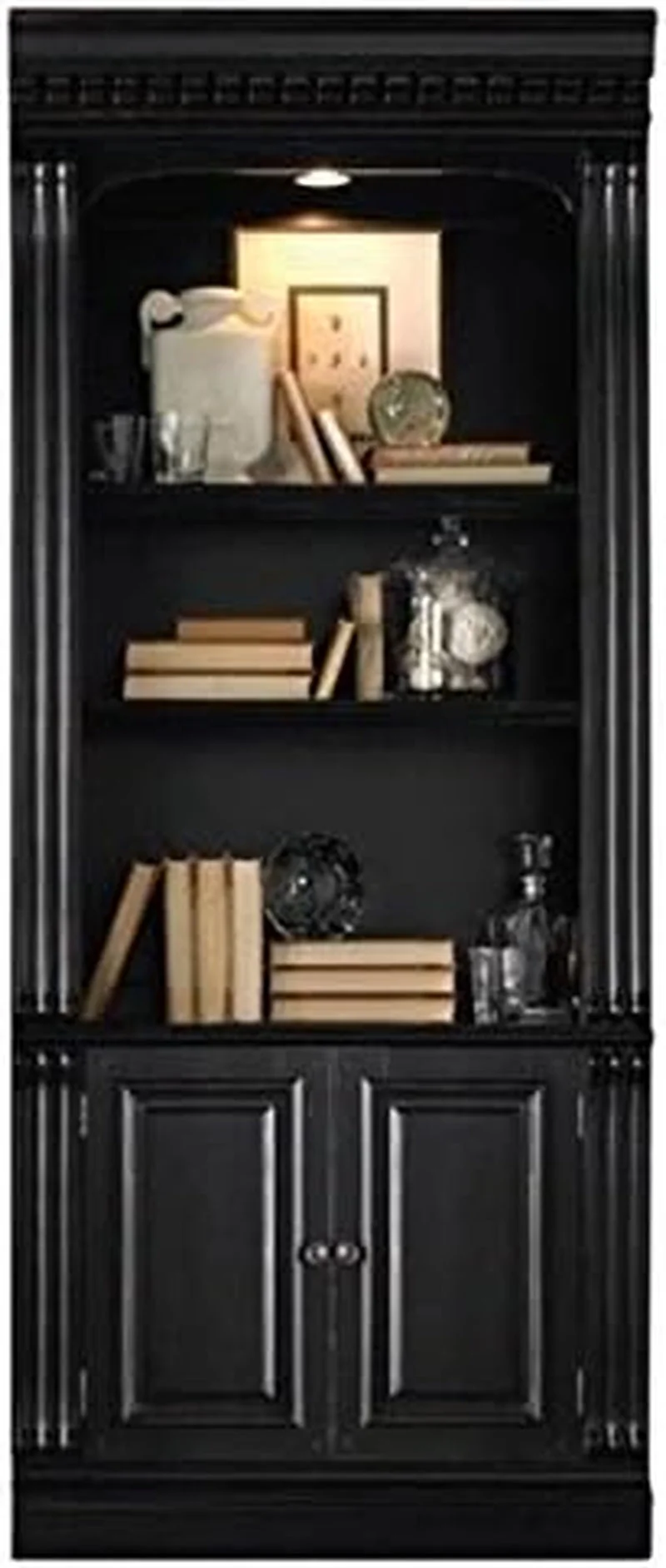 Environmentally Friendly Black Three Shelf Bookcase With Wooden Construction Elite