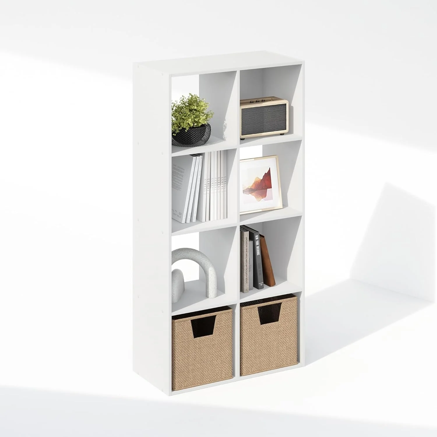 Effective White Eight Cube Contemporary Horizontal Bookcase Storage First-Class