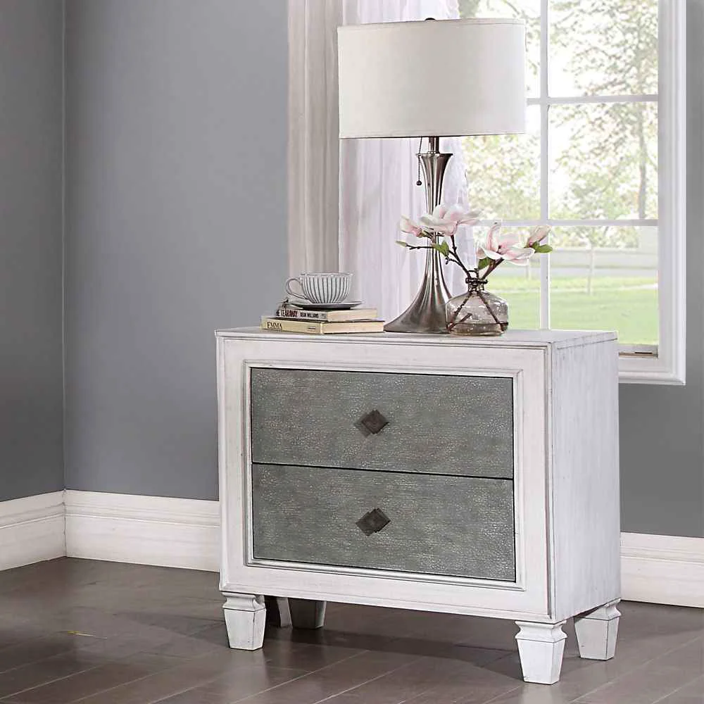 Dependable Katia - Nightstand - Rustic Gray Weathered White Long-Lasting