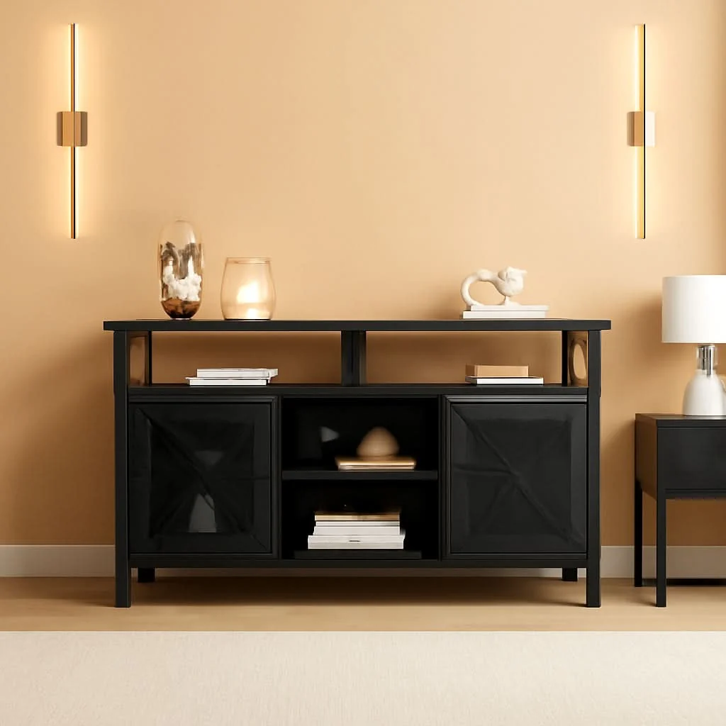 Minimalist 55 Inch TV Stand With Storage Console Industrial Farmhouse Effective
