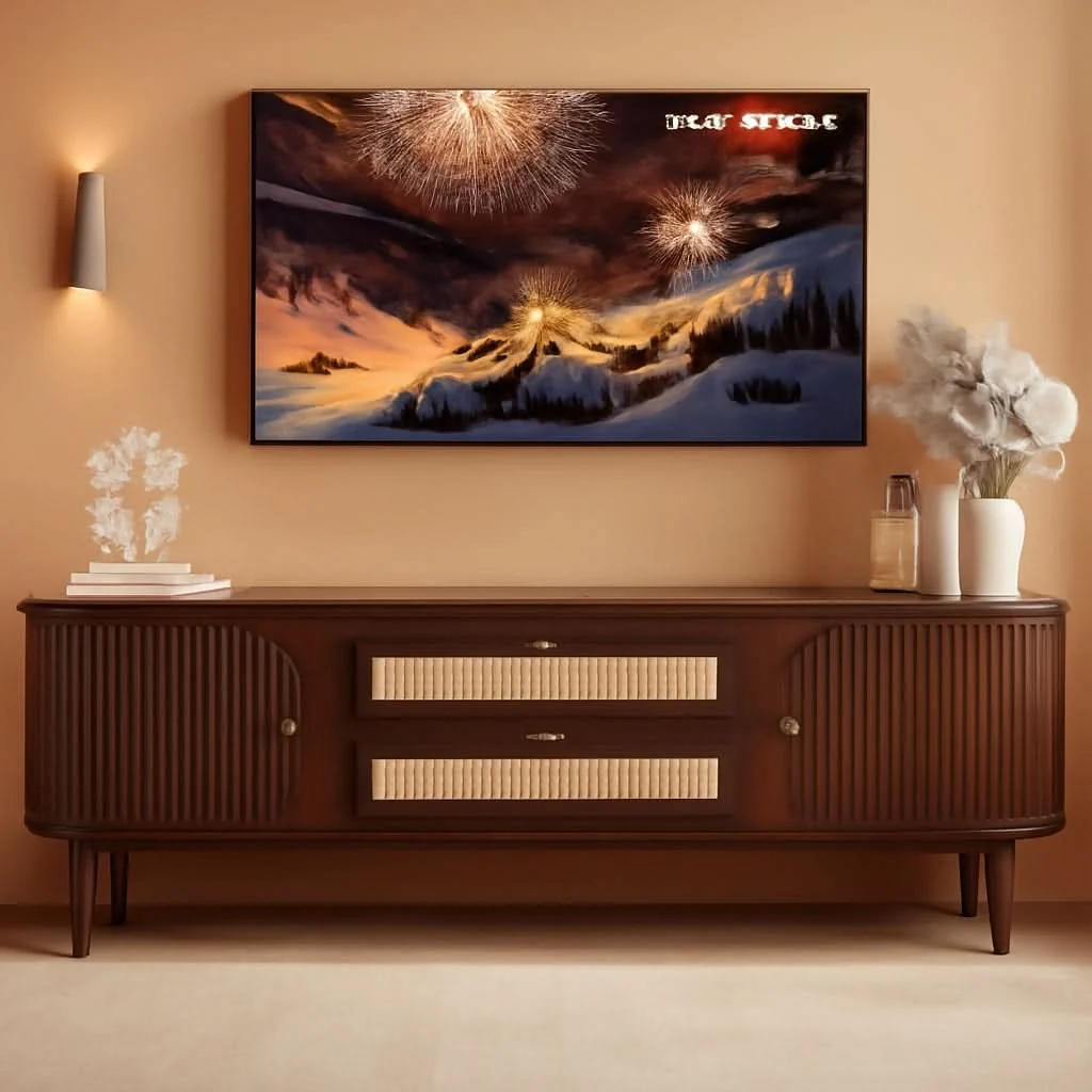 Original Design 75 Inch Fluted TV Mid Century Entertainment Center Tambour Comfortable
