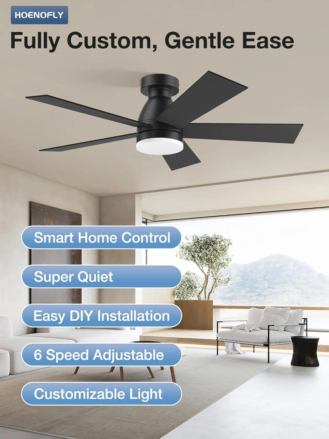 Elite 42Inch Smart Ceiling Fan With Integrated LED Lights Exceptional