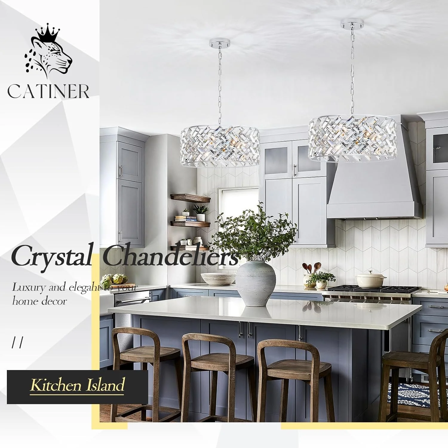 Exclusive Chrome Crystal Chandelier Ceiling Mount Fixture Light Original