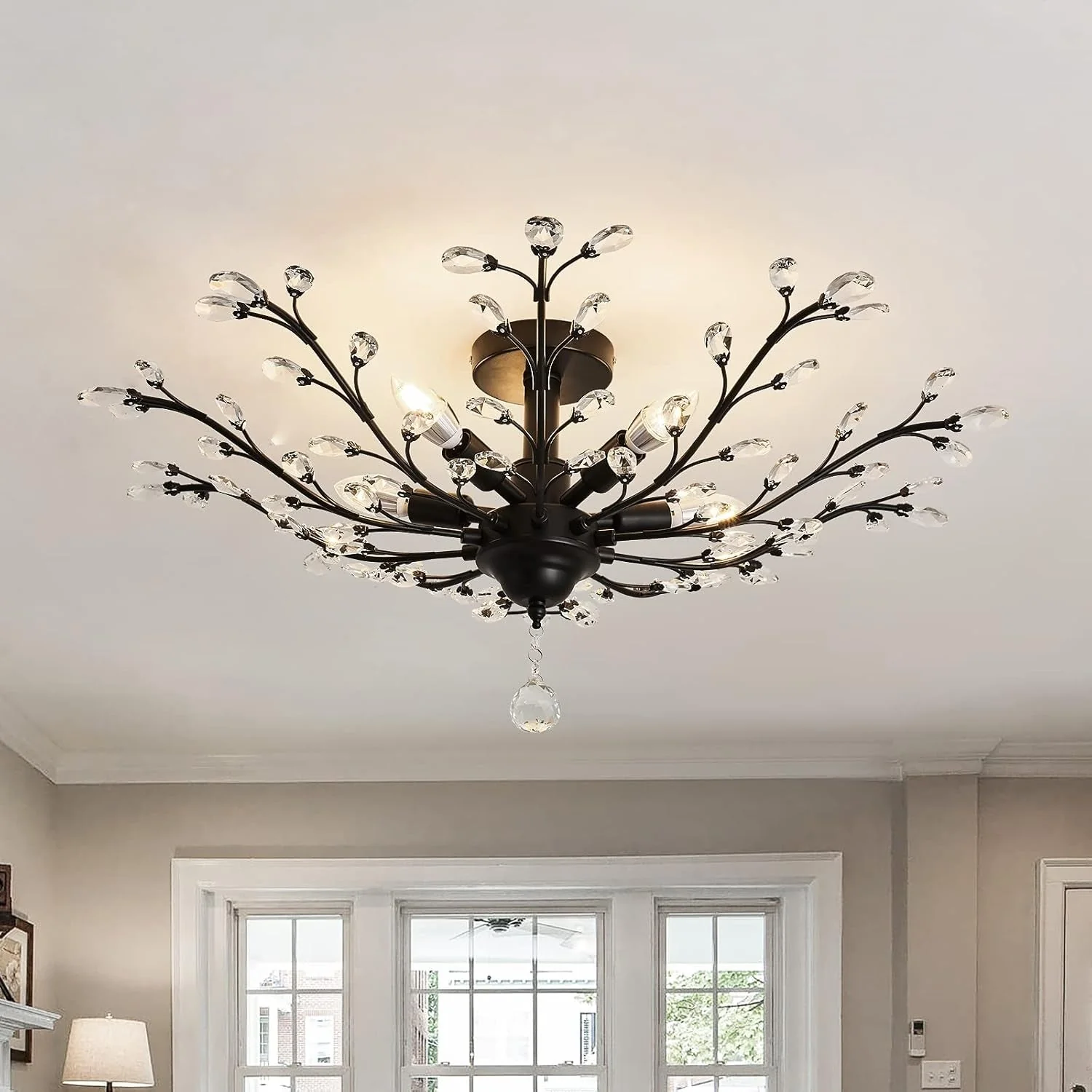Official Black Five Light Vintage Crystal Ceiling Chandelier Durable