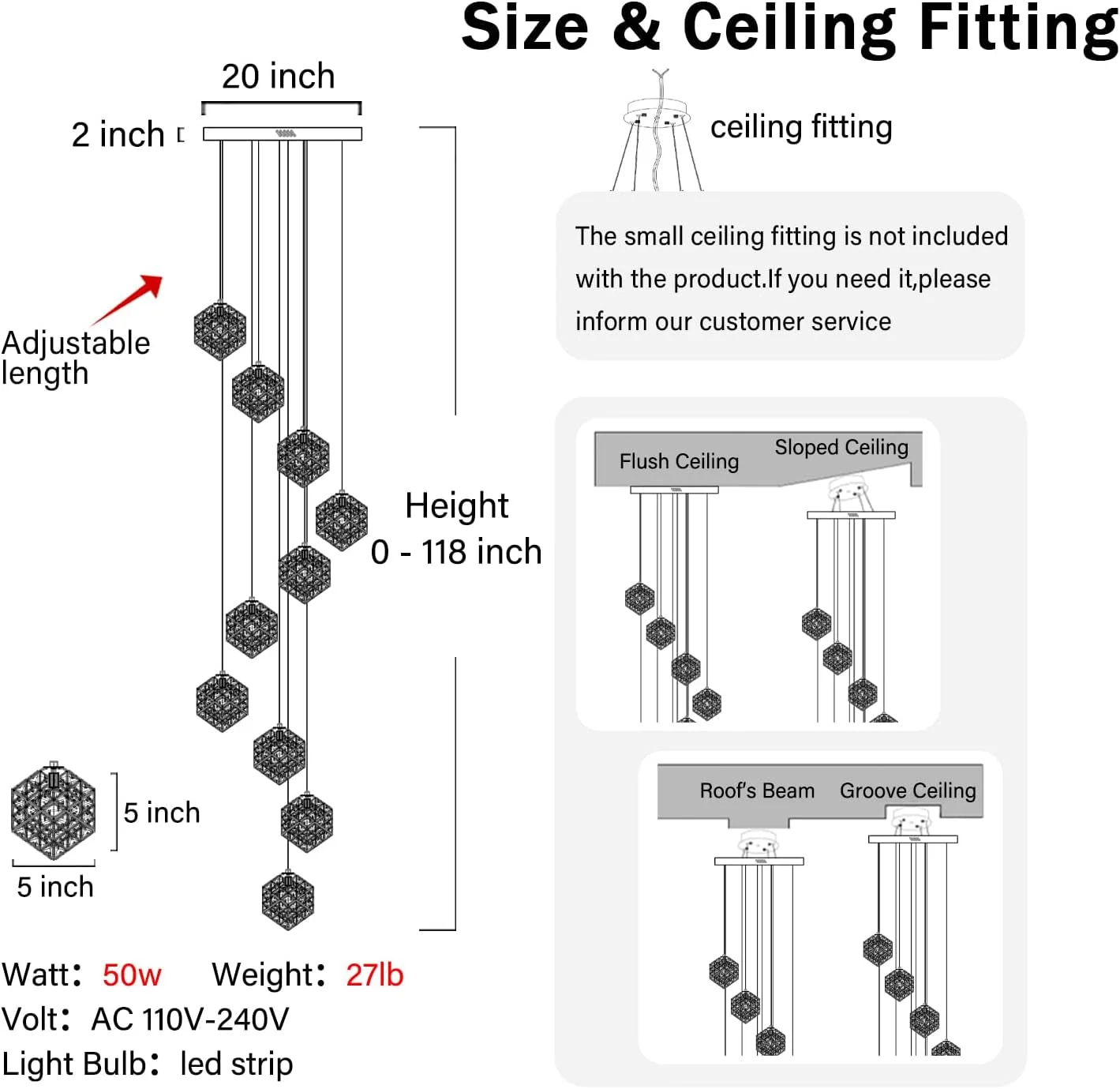 Refined Gold Crystal LED Chandelier Staircase Ceiling Light Pure