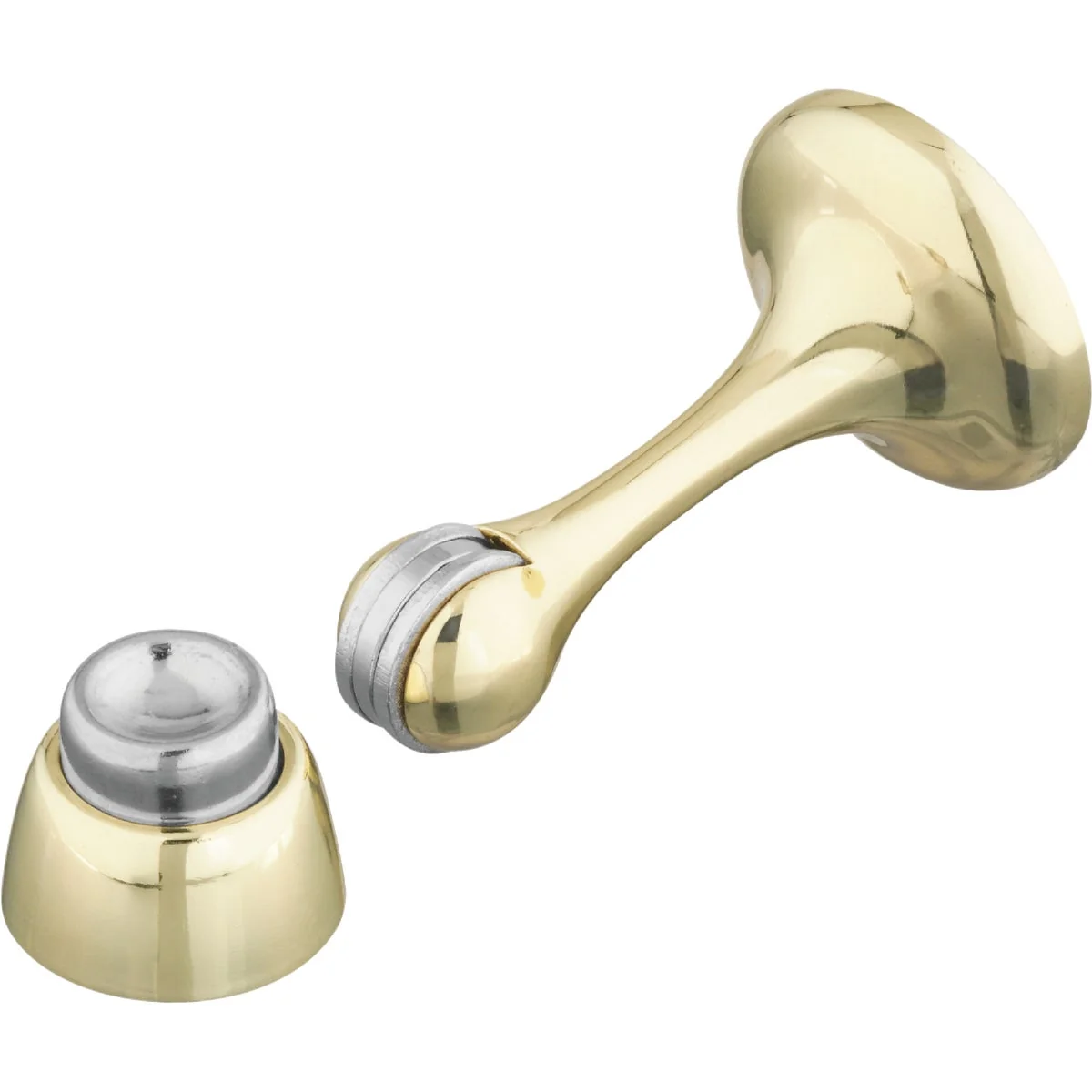 Contemporary National V244 Polished Brass Magnetic Rigid Door Stop Premium