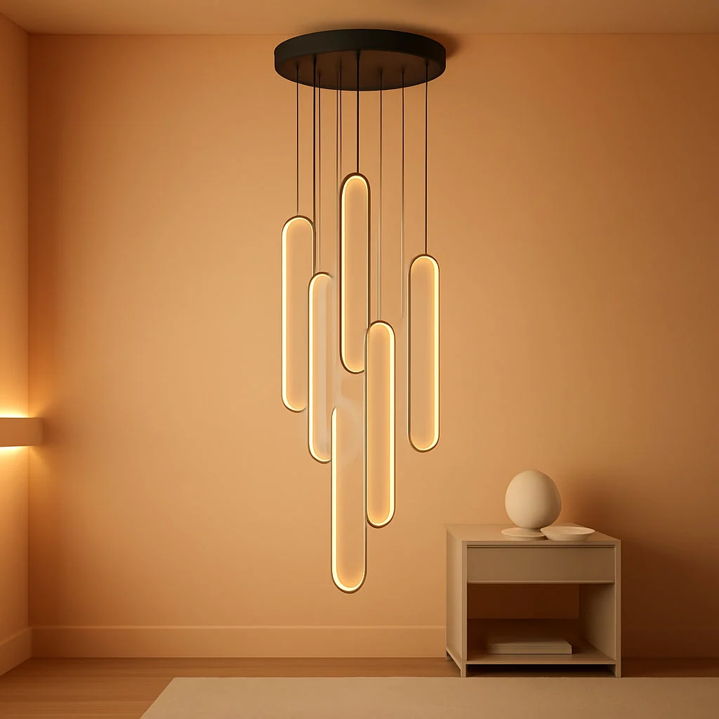 Premium Six Ring LED Dimmable Black Chandelier Ceiling Light Proven
