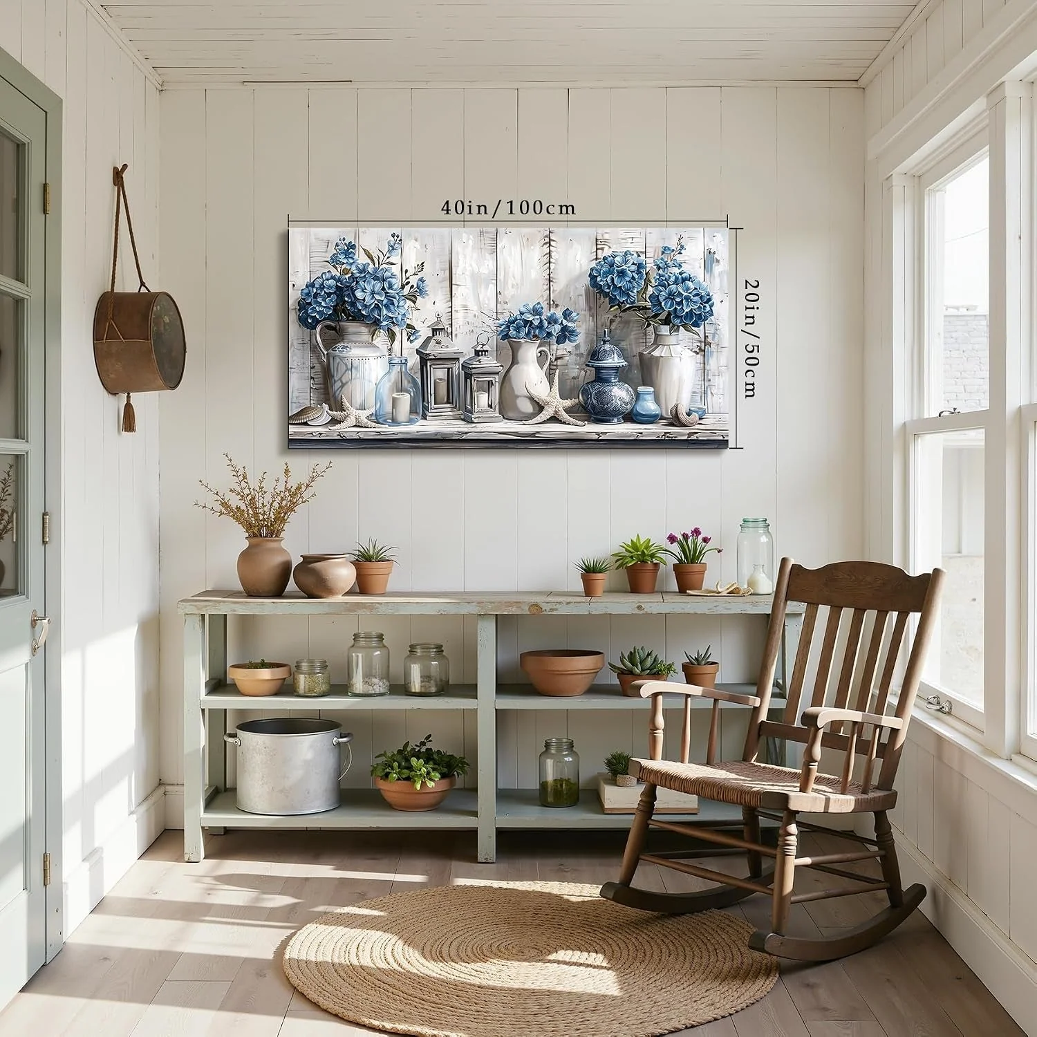 Innovative Blue Hydrangea Floral Wall Art Gallery Canvas Artwork Casual