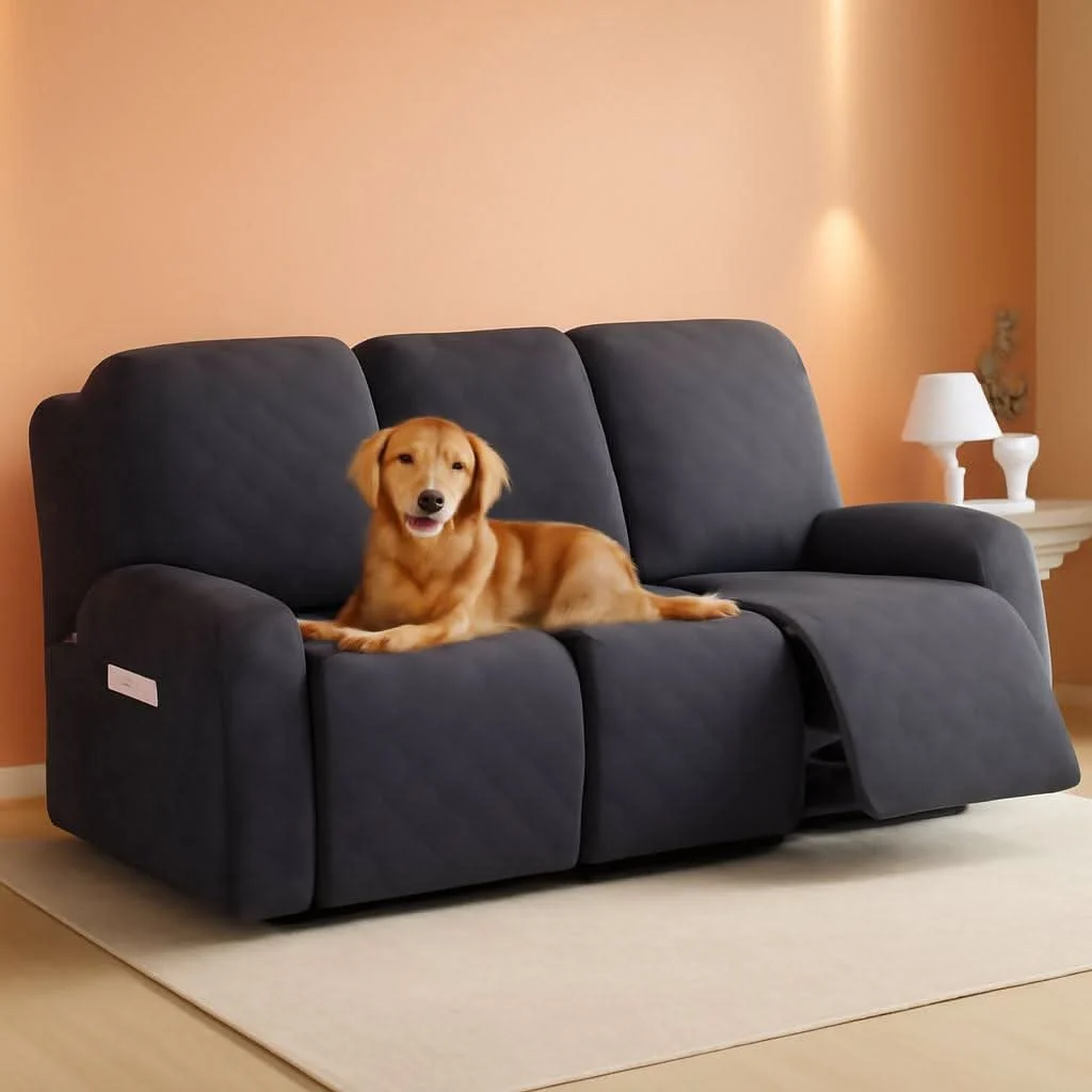 High-Quality Dark Grey Premium Microfiber Recliner Stretchable Cover Professional