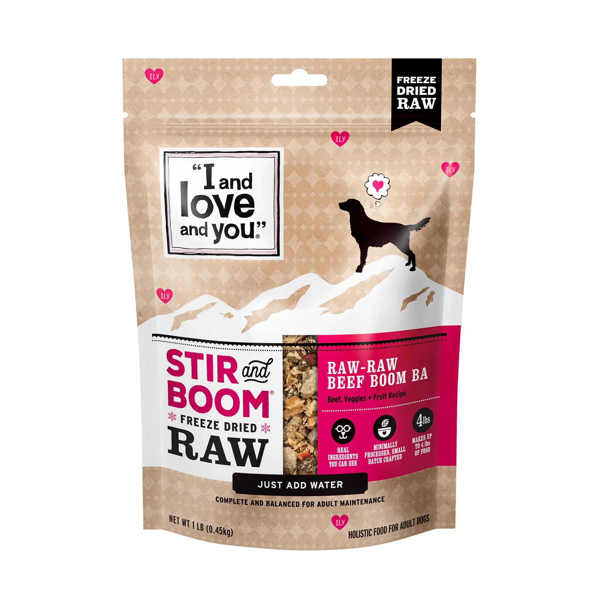 Consistent I and Love and You Stir and Boom Raw Raw Beef Boom Ba Dinner Grain- Dehydrated Dog Food User-Friendly