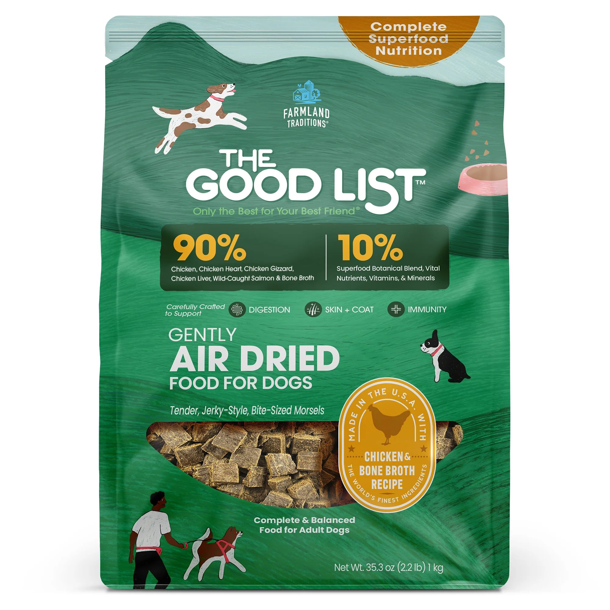 Organic The Good List by Farmland Traditions Chicken Bone Broth Recipe Food Topper and Mixer for Dogs Stylish