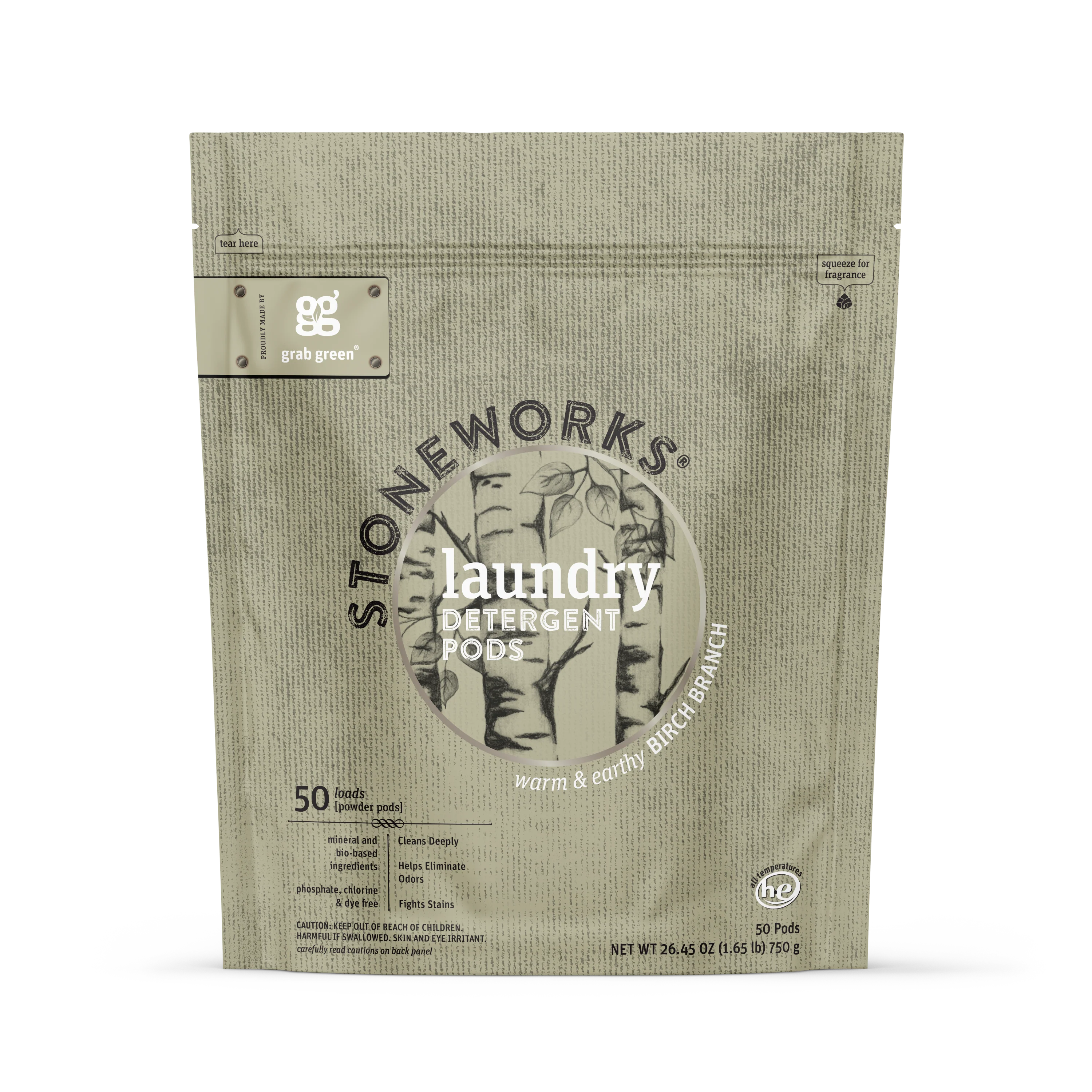 High-End grab green Stoneworks Laundry Detergent Pods - Birch Branch Environmentally Friendly