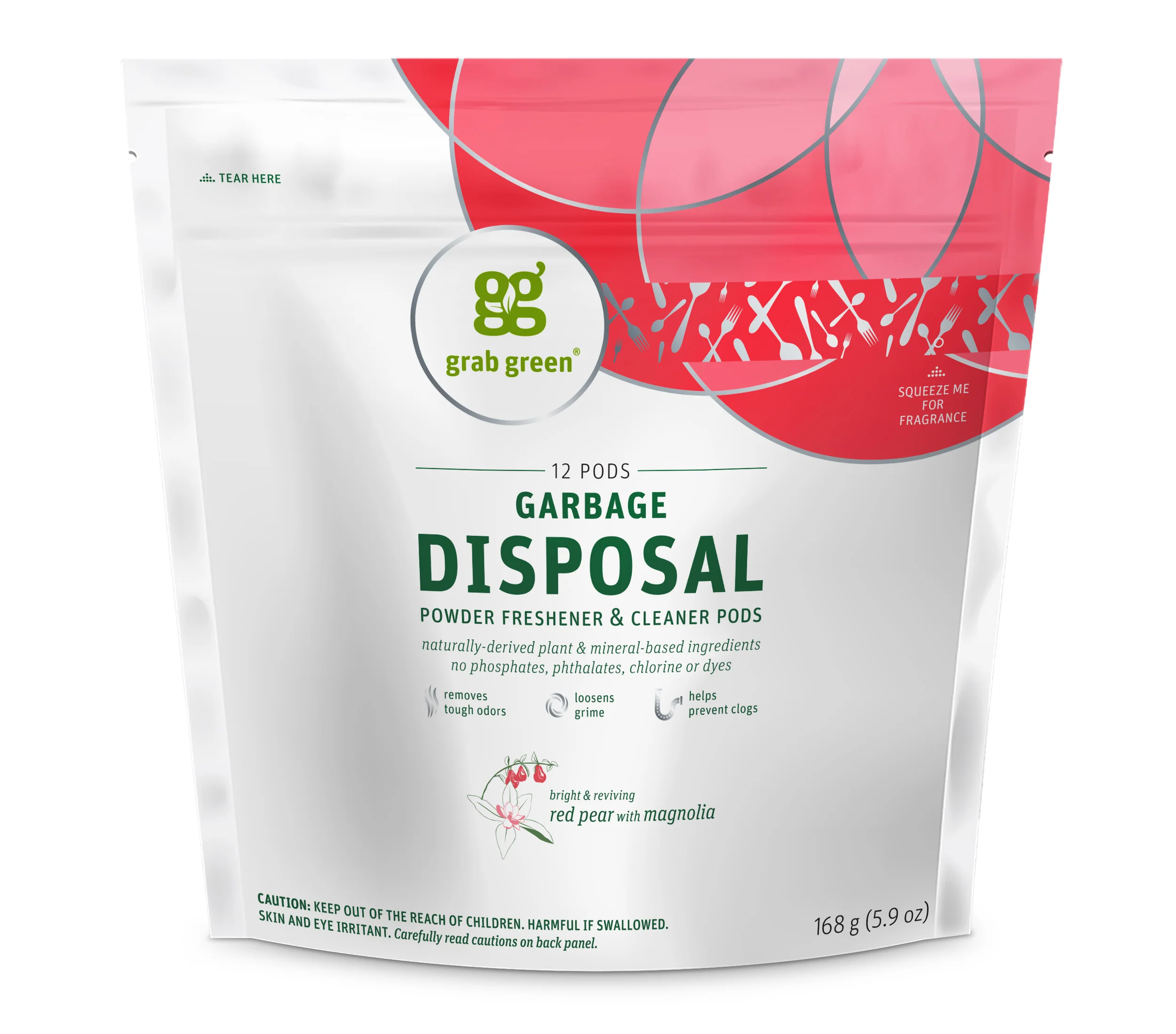 Safe grab green Garbage Disposal Freshener Cleaner Pods - Red Pear with Magnolia Lightweight