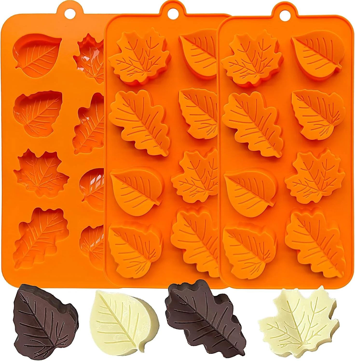 Practical 3Pack Fall Chocolate Mold.Maple Leaf Silicone Candy Mold Thanksgiving Ice Cube Molds Autumn Theme Thanksging Baking Molds for Jello Soap Candle Cake Crafted