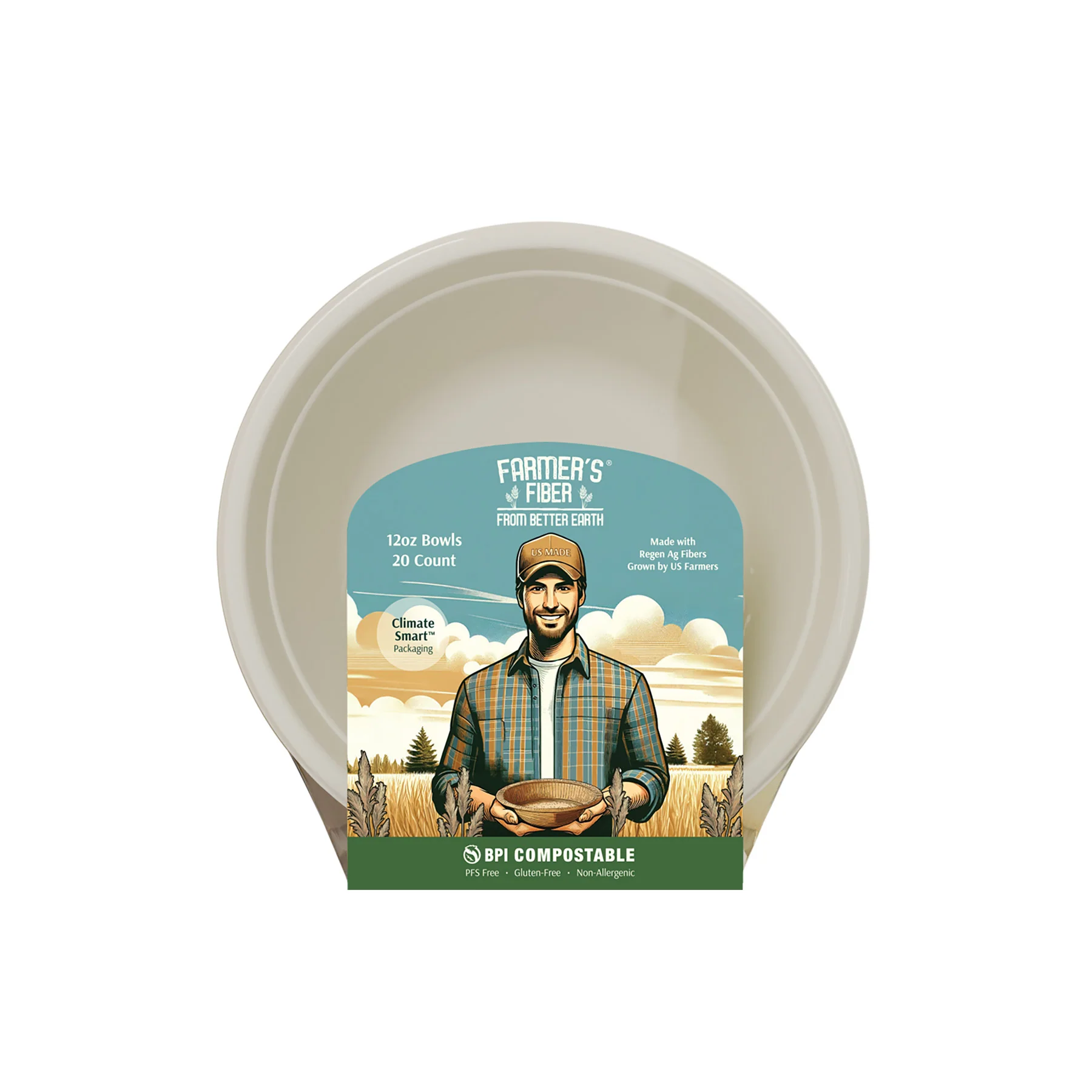 Green Better Earth 12 oz Farmer's Fiber Collection Round Bowl Carefully Designed