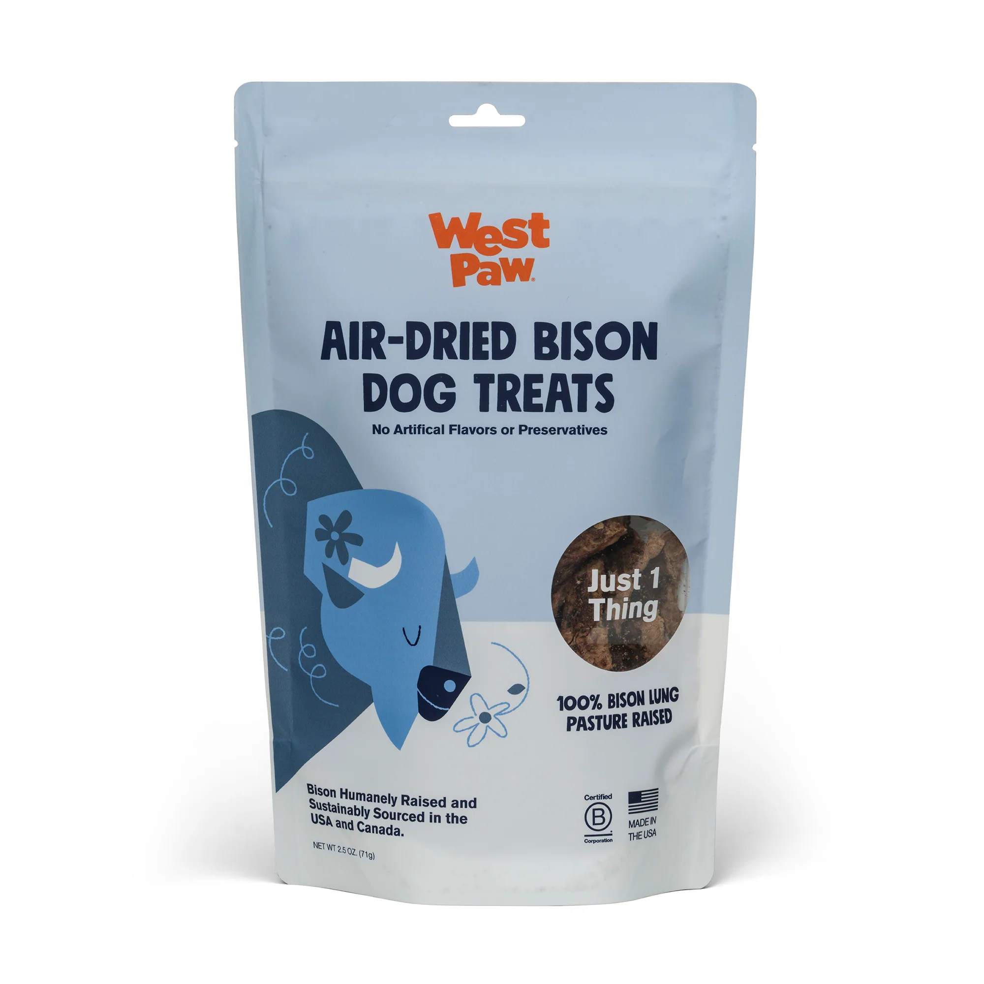 Modern West Paw Dog Treat - Air-Dried Bison Lung High Protein Single Ingredient Fast