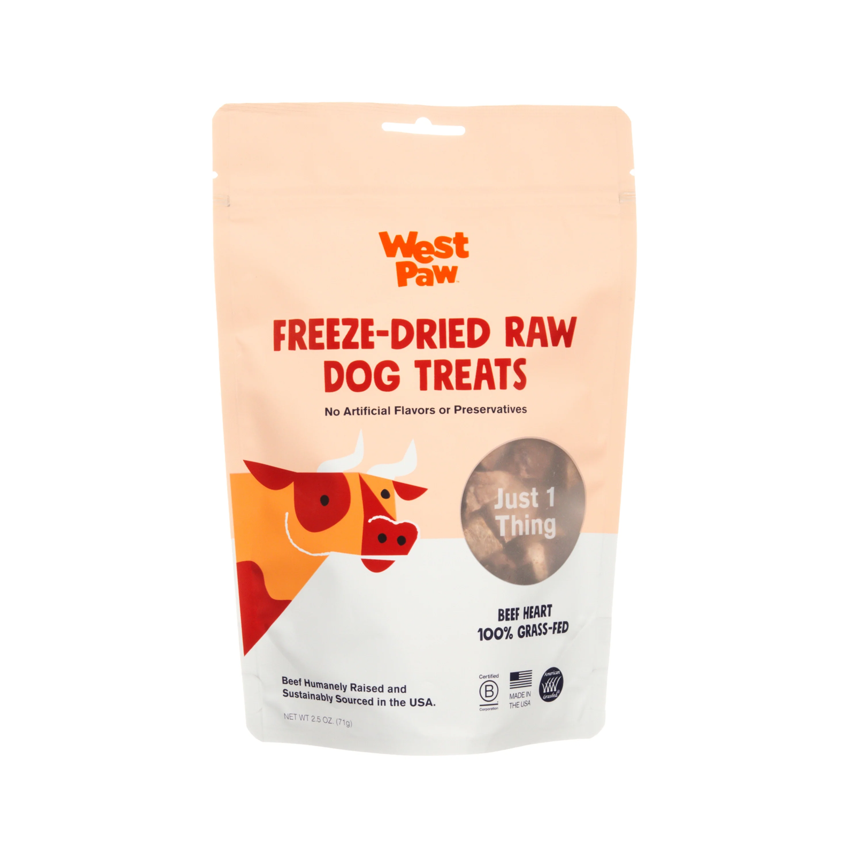 High-Quality West Paw Dog Treat - ze-Dried Grass-Fed Beef Heart Single Ingredient Modern