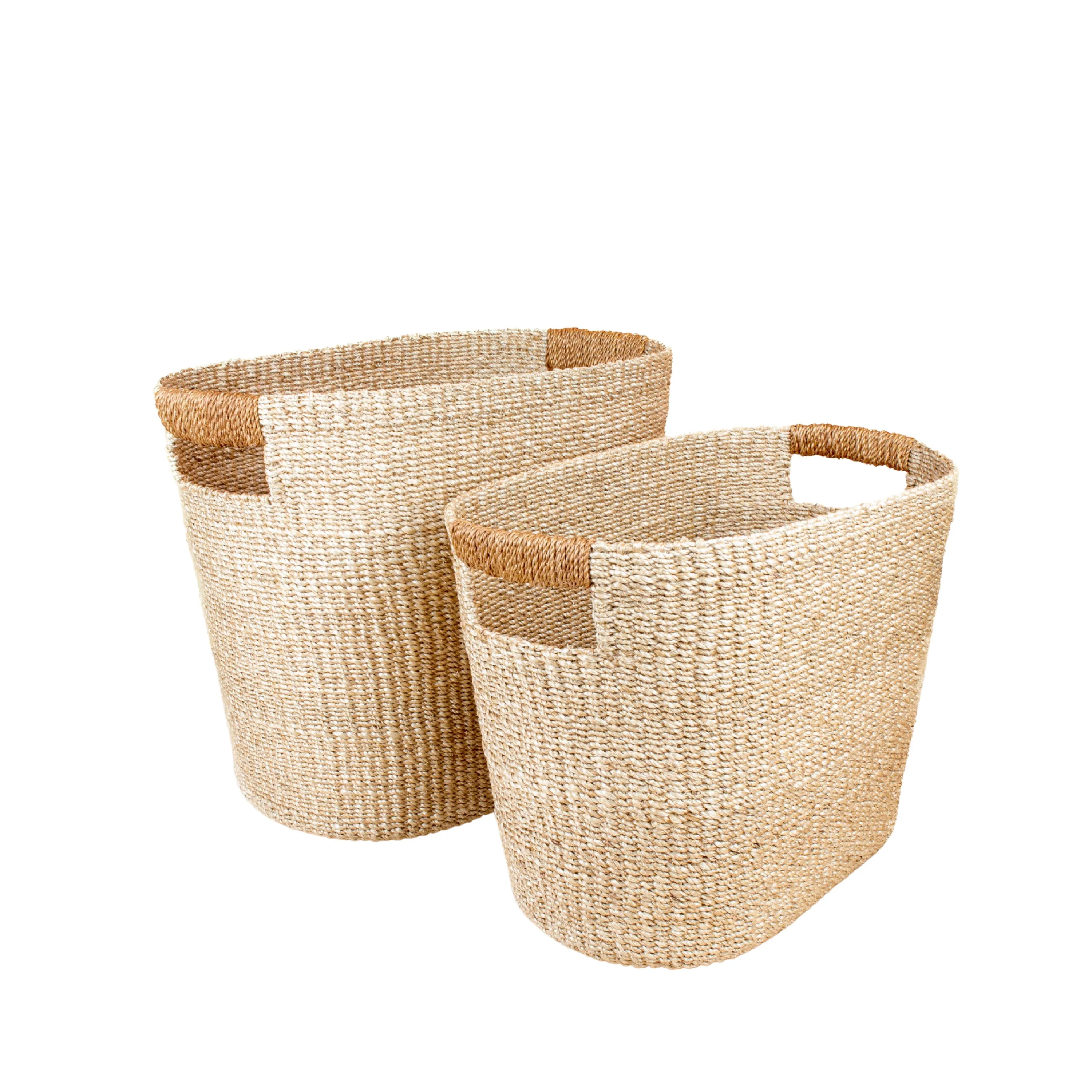 Fine Crafted LIKHA Abaca Rounded Oval Basket set of 2 Prestigious