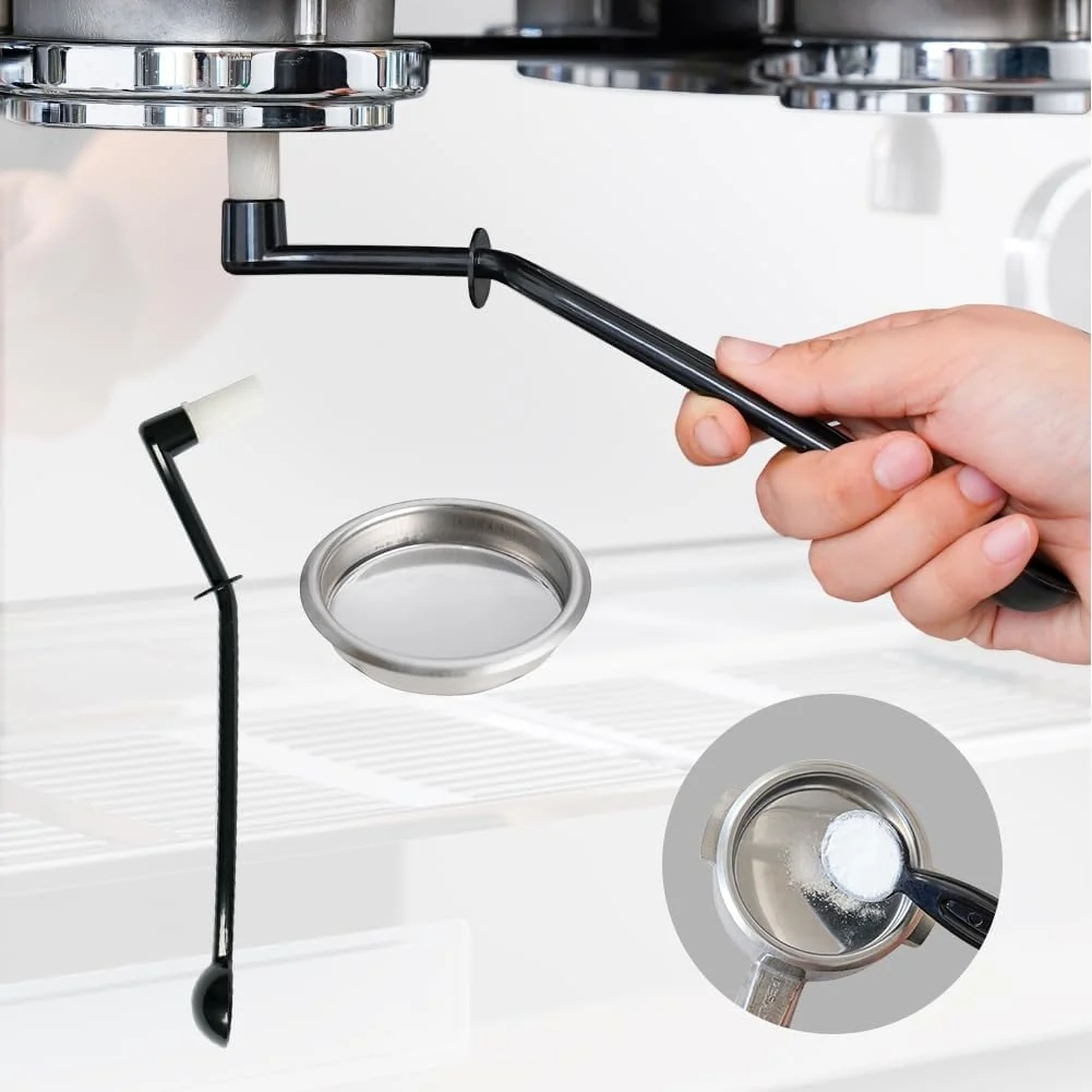 Fast watchget Coffee Machine Cleaning Brush Set 1 Brush 58mm Backflush Insert 1Pc Coffee Machine Brush with Spoon amp 1 Pc 58mm Stainless Steel Backflush Insert Metal Blind Filter for Espresso Machine Trendy