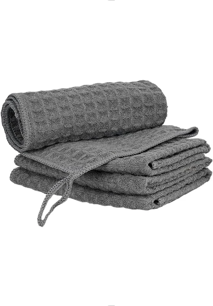 Organic watchget 4 Pack Microfiber Espresso Barista Cleaning Towels Dark Grey Reusable