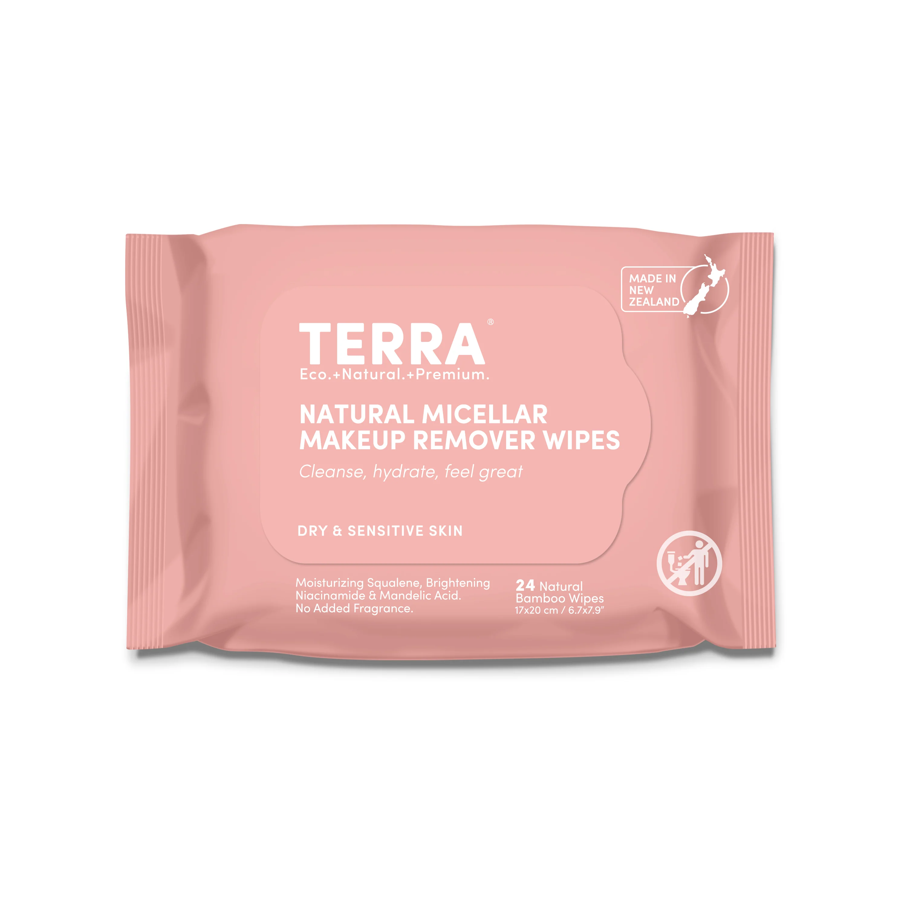 Natural Terra Hydrating and Cleansing Micellar Makeup Remover Wipes - Sensitive Skin Artisan
