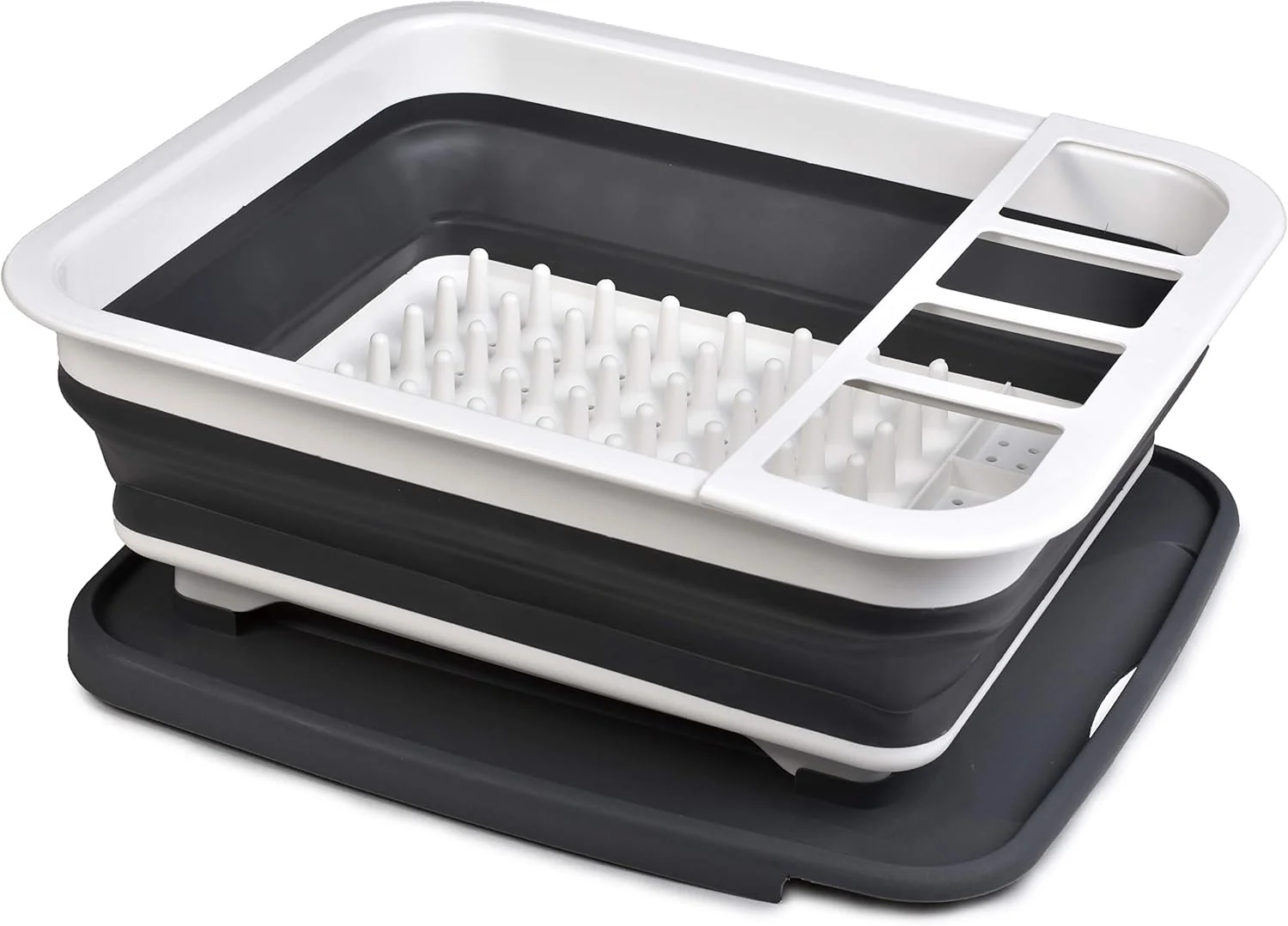 Flexible Masirs Pop-Up Collapsible Dish Drying Rack Convenient Storage Drains into Sink Eight Large Plate Capacity Dependable