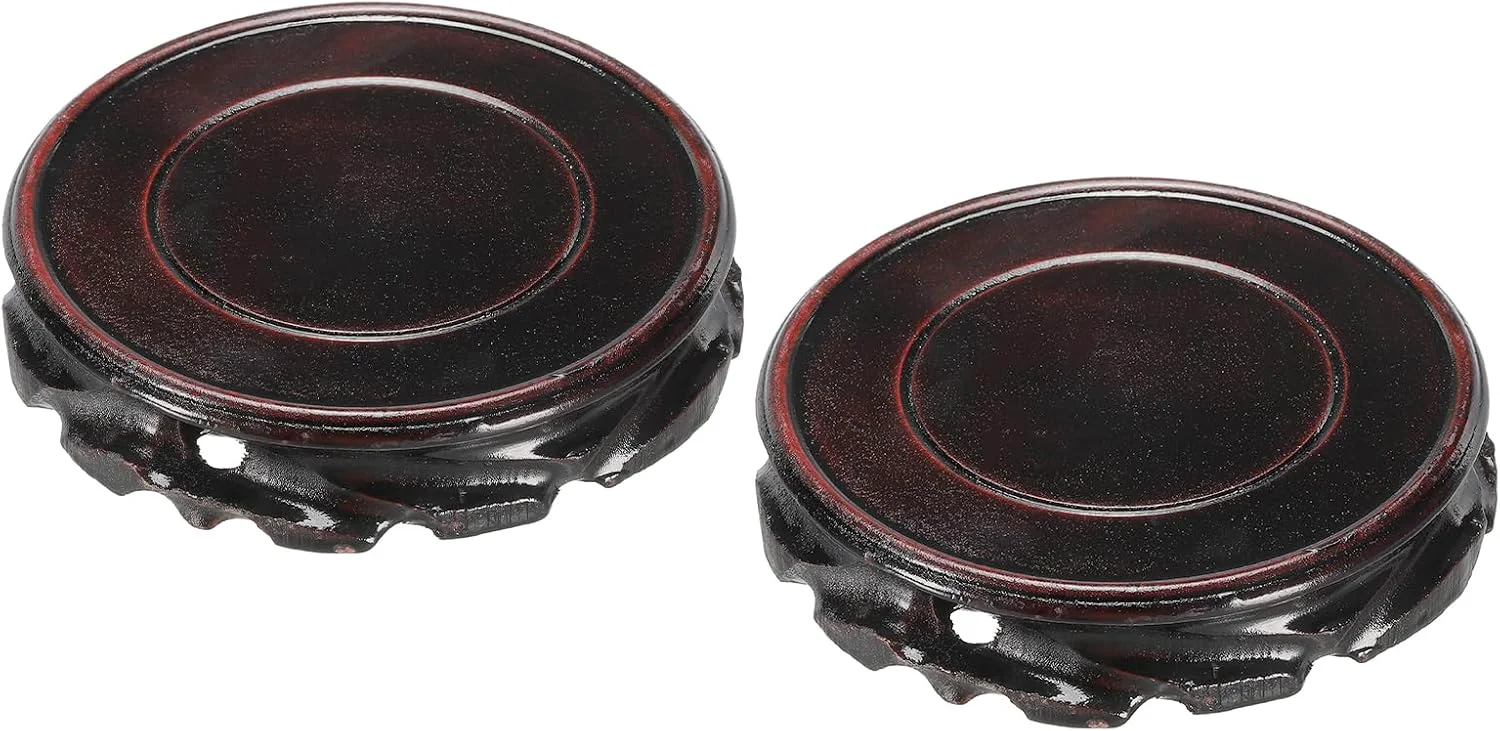 Reliable MECCANIXITY Wooden Display Stand Base 110mm 4.33 Diameter Black 2Pcs Stand Holders for Vase Bonsai Stone Furniture Stable Home Decoration Convenient