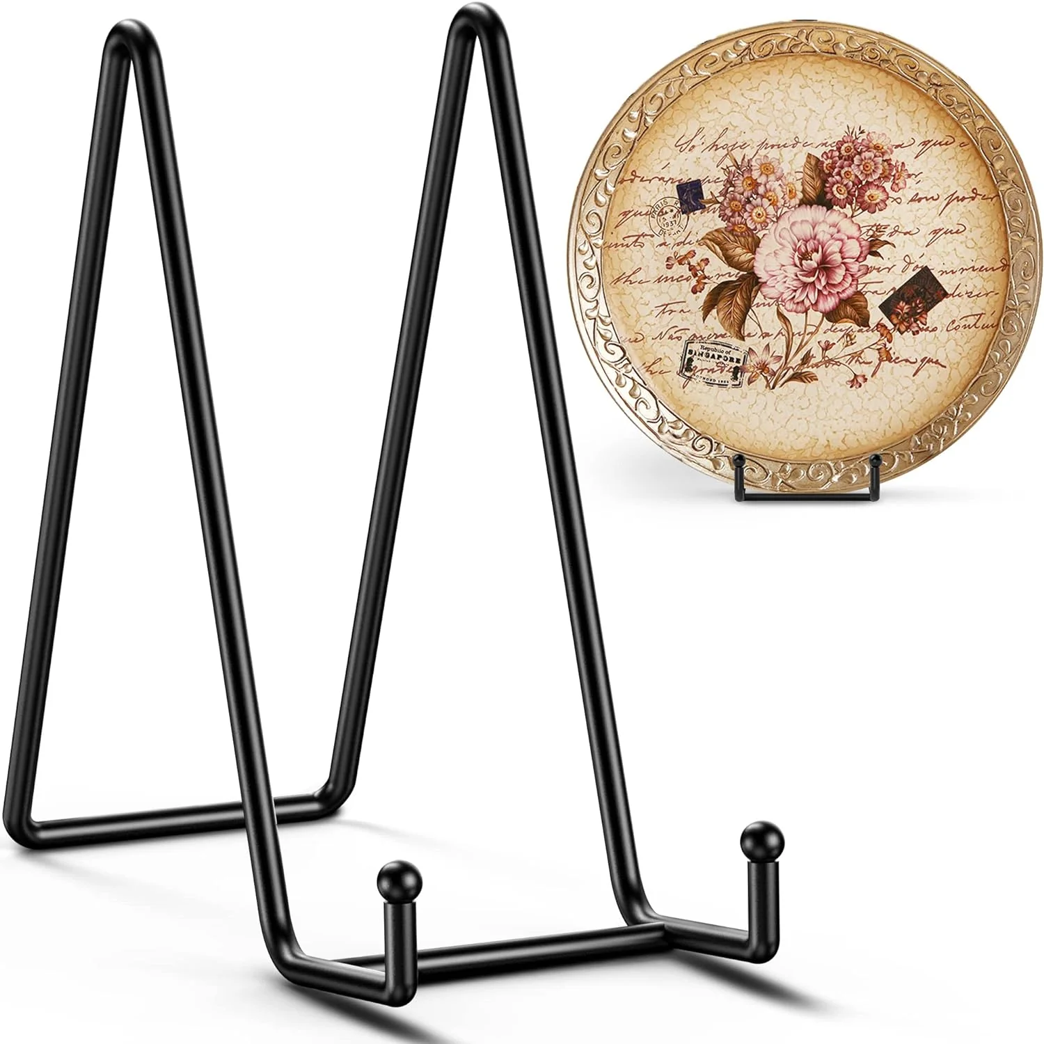 Elite TR-LIFE 10 Inch Large Plate Stands for Display - Metal Plate Holder Display Stand Picture Frame Holder Stand Small Easels for Decorative Platter Book Plaques Photo Tabletop Art 2 Pack Lightweight