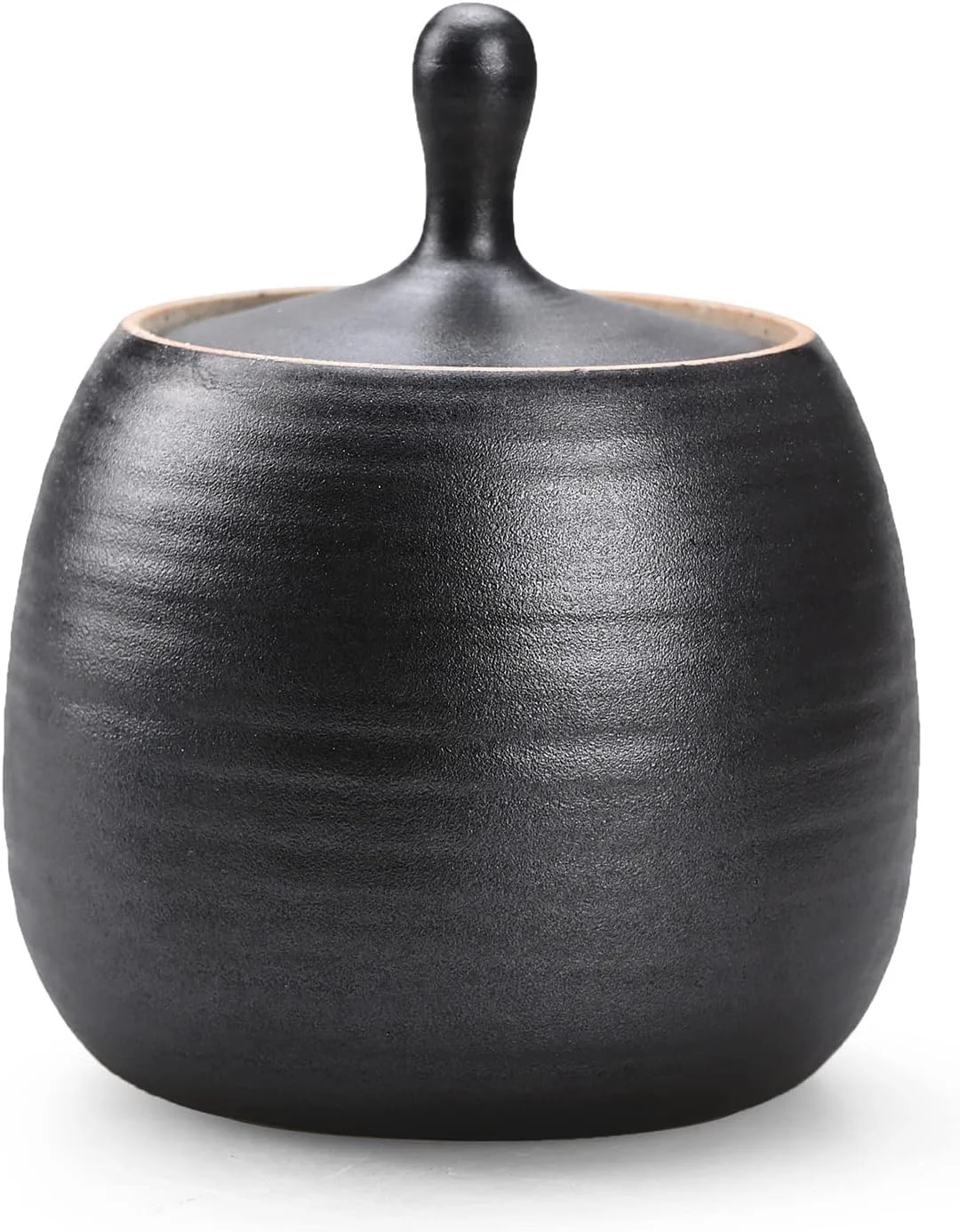 Practical Retro Kitchen Canisters Ceramic Food Storage Jar Roud Shape with Silicone Airtight Lid for Tea Coffee Nuts Herb Spice Sugar Black Official