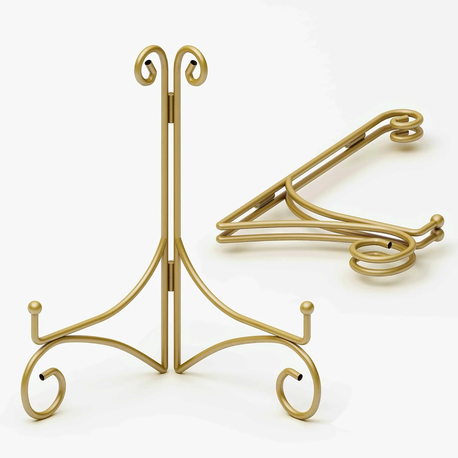 Recyclable 10 Inch Display Plate Stand with Folding Design Metal Plate Holder for Tables Picture Easel for Home Decoration Photo Frame Stand 10'' Gold Expertly Made