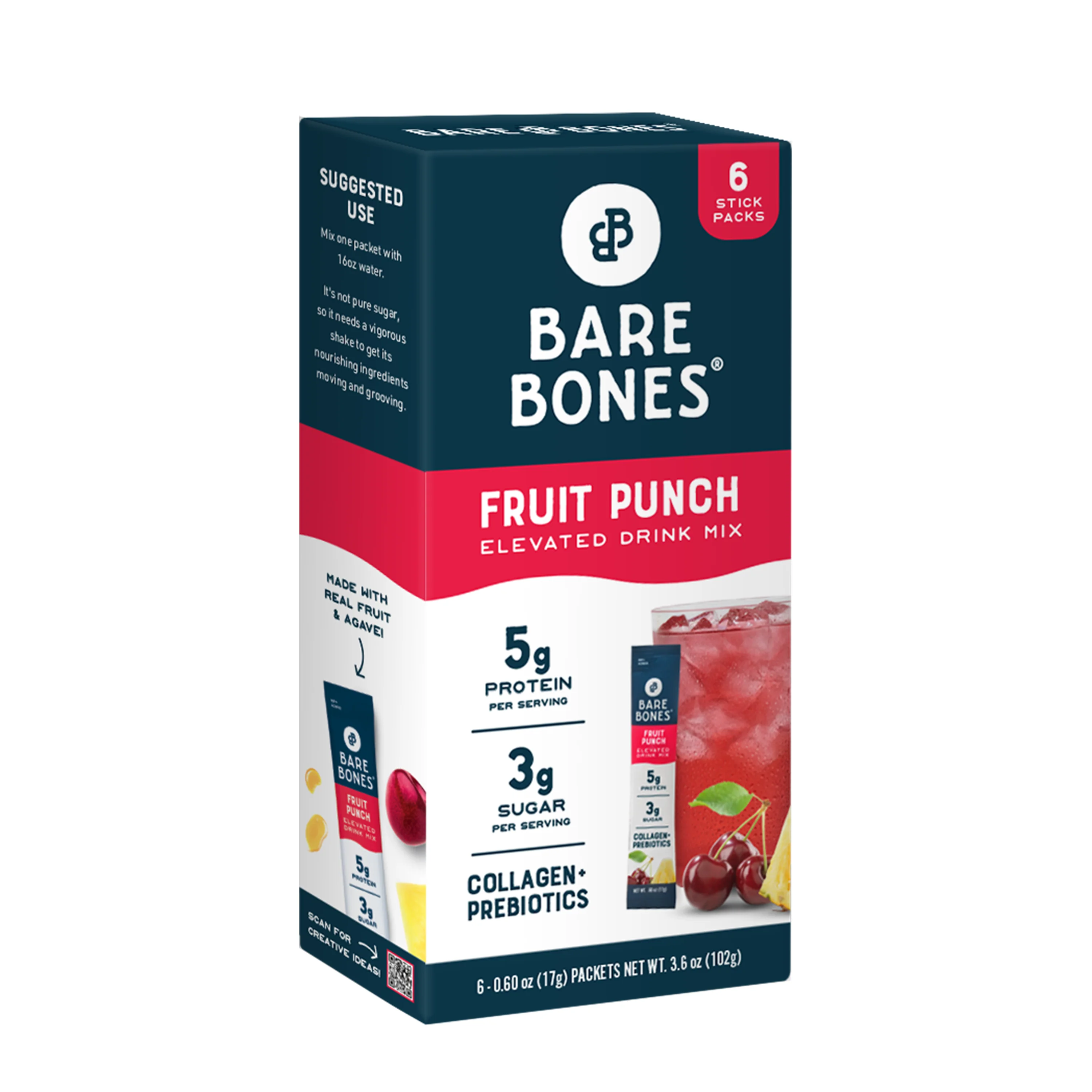 Soft Bare Bones Fruit Punch d Drink Mix Functional