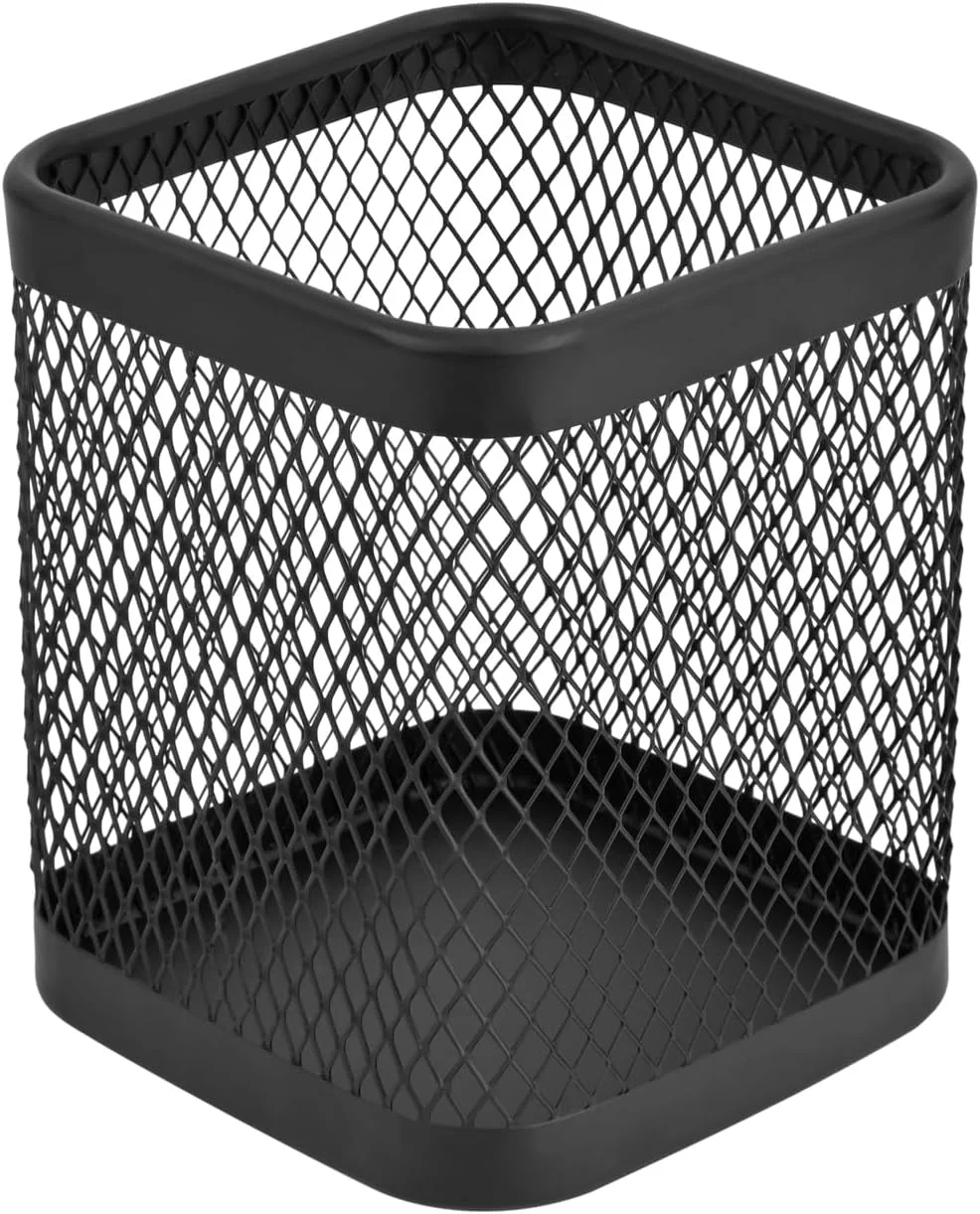 Top-Quality Iberg Rotating Utensil Holder Coffee Pod Basket - 360° Spinning Base Mesh Metal Organizer for Kitchen Tools Black Square Elegant