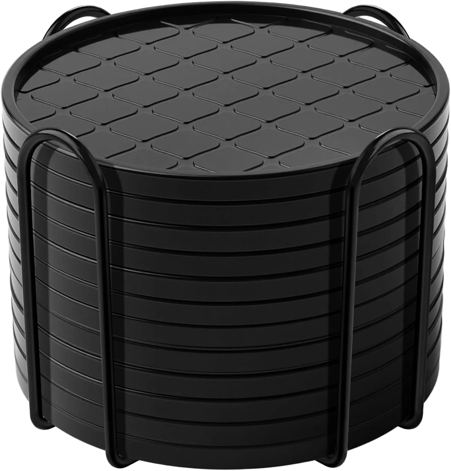 Functional Coasters Drink Coasters Set of 8 with Holder Black 12pcs Official
